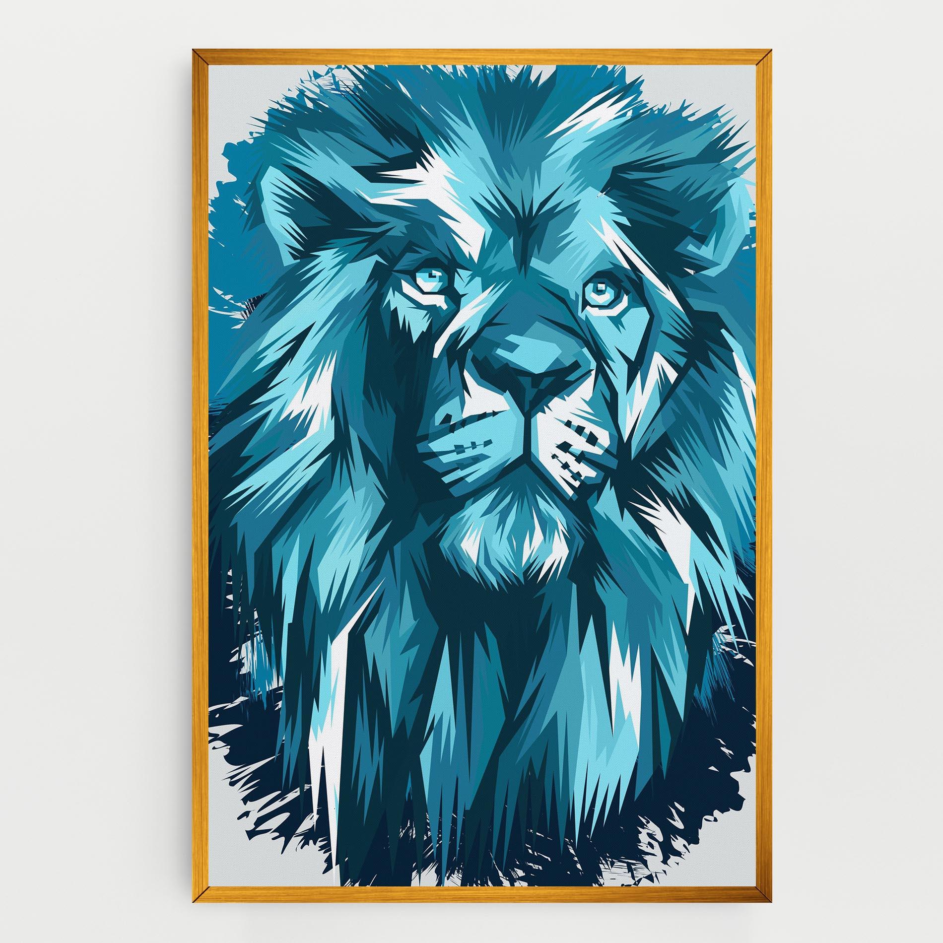 Leinwandbild Blue Lion Head mockup 0