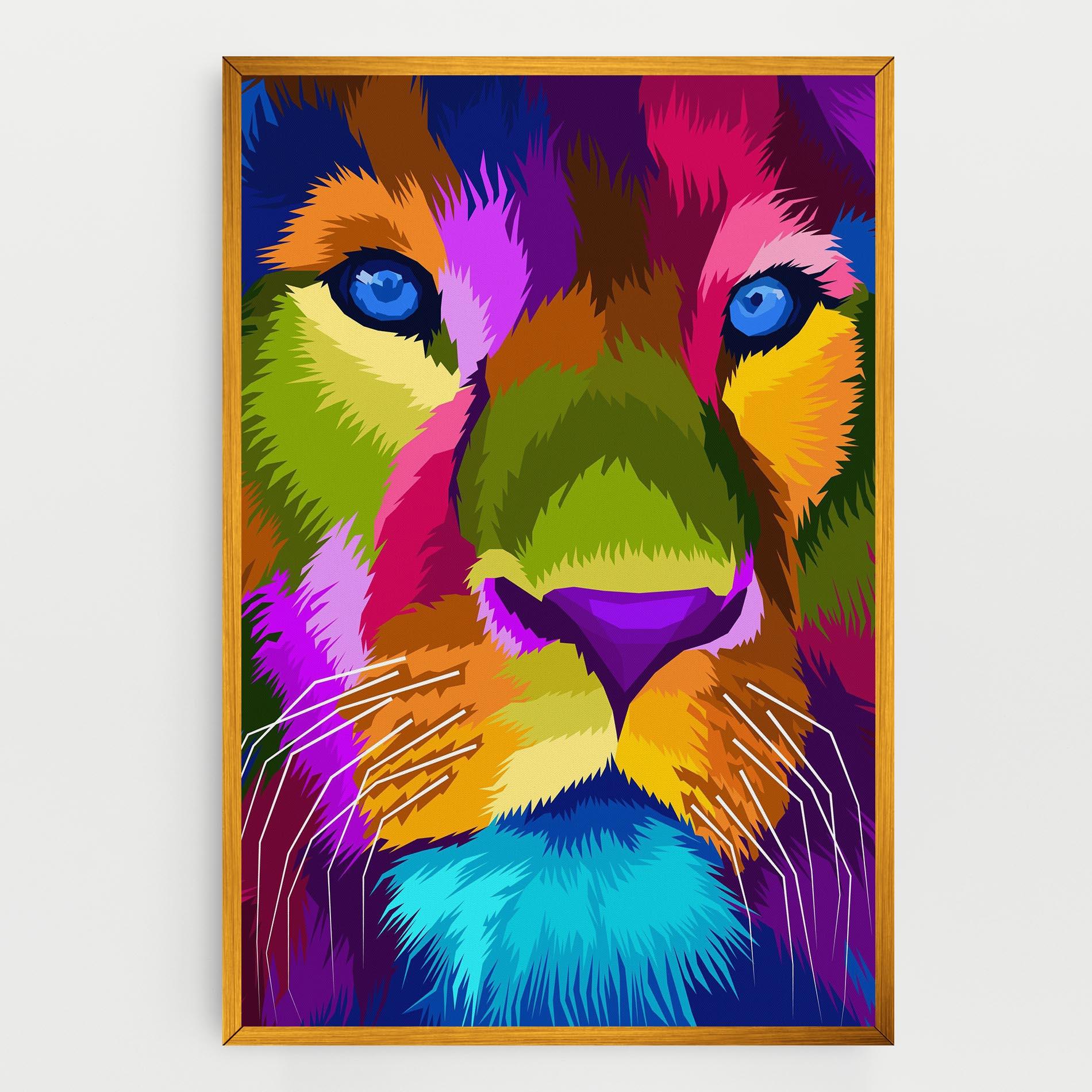 Leinwandbild Color Lion Close Up mockup 0