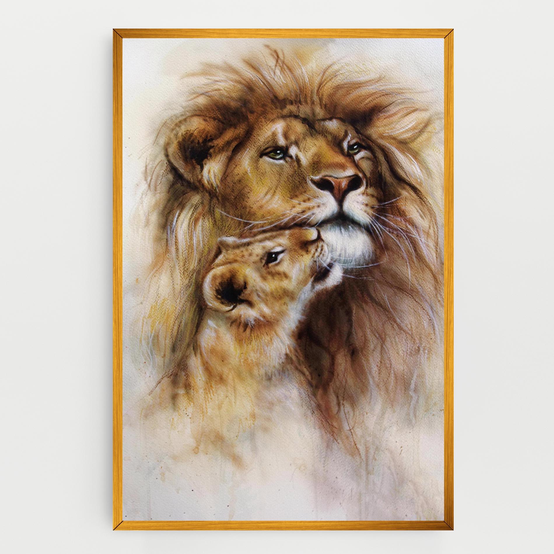 Leinwandbild Lion Love mockup 0