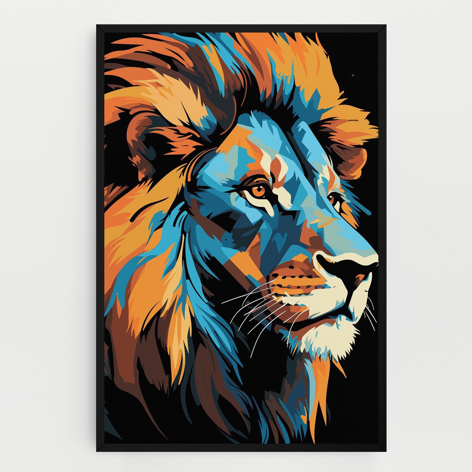 Leinwandbild Blue Yellow Lion mockup 0