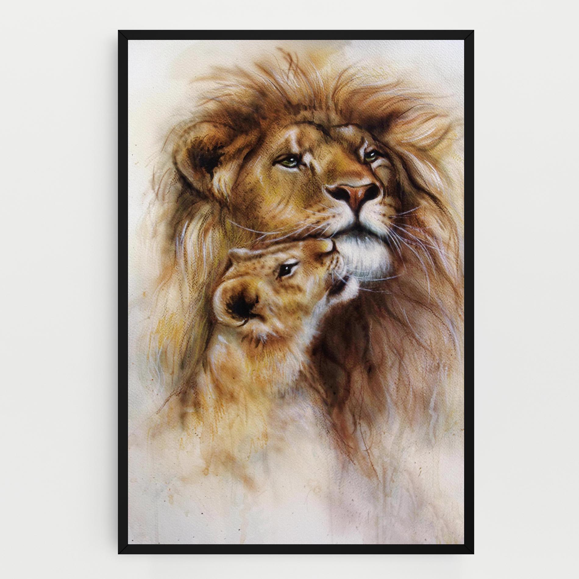 Leinwandbild Lion Love mockup 0
