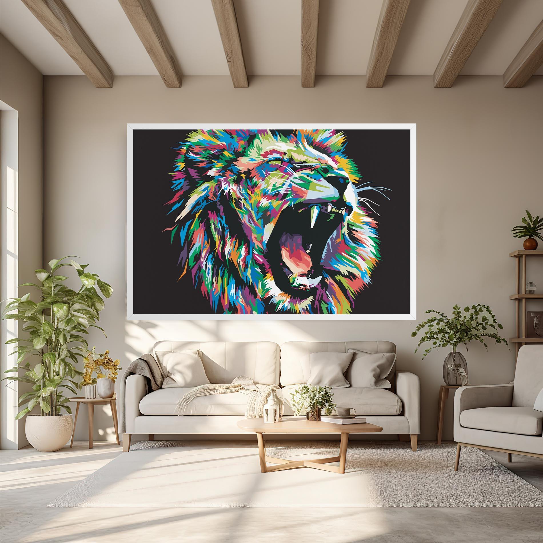 Leinwandbild Green Blue Lion mockup 6