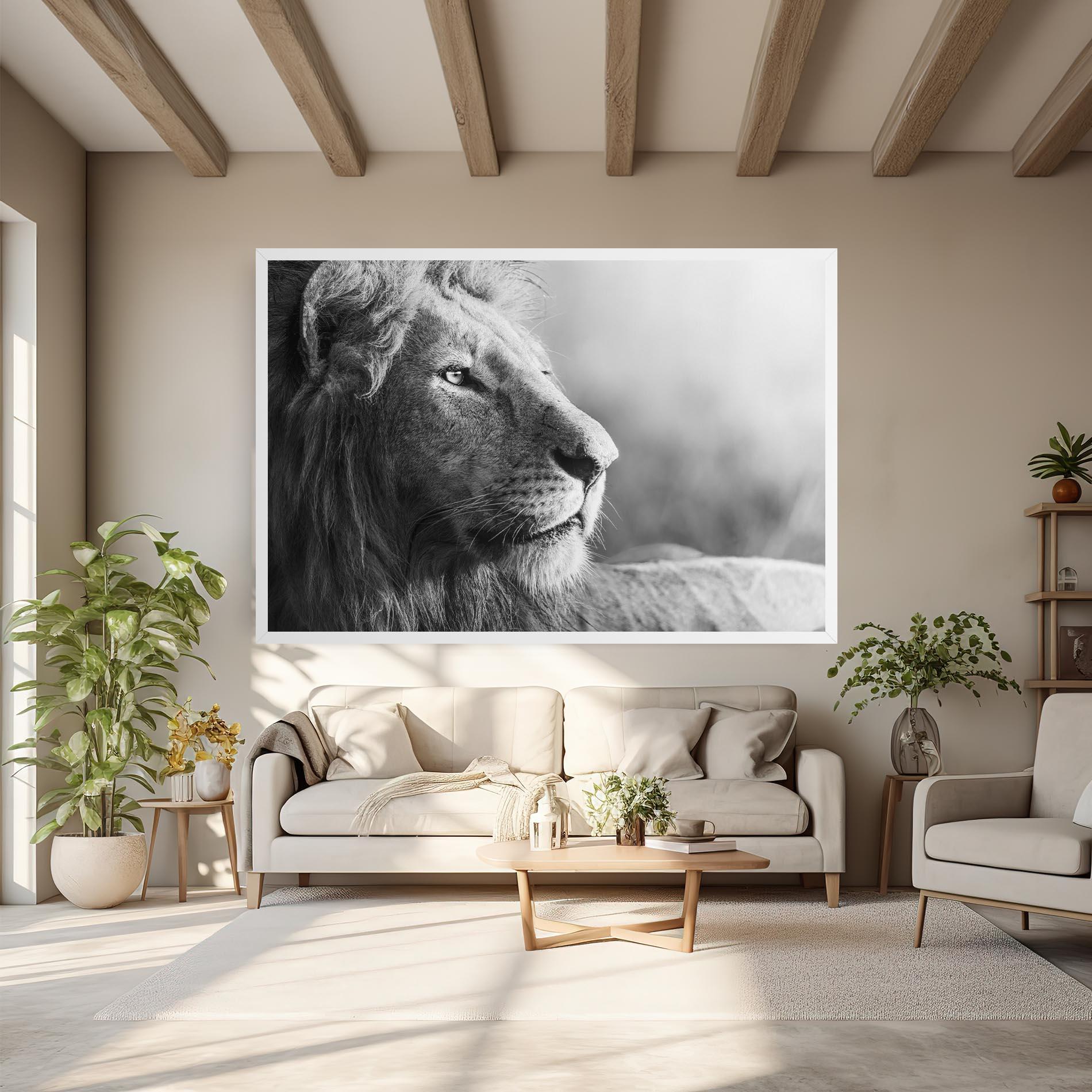 Leinwandbild Grey Lion Head mockup 6