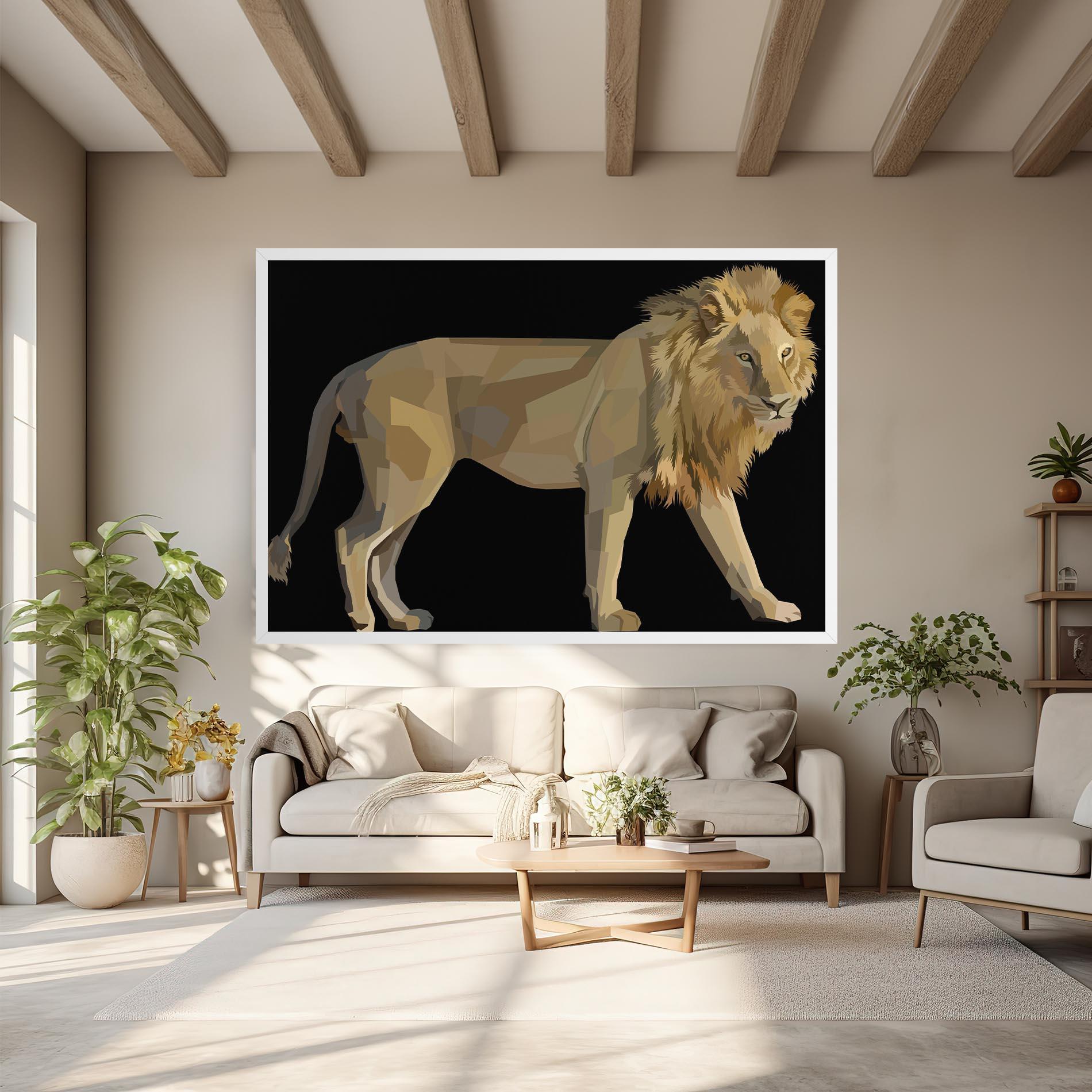 Leinwandbild Lion Art On Black mockup 6