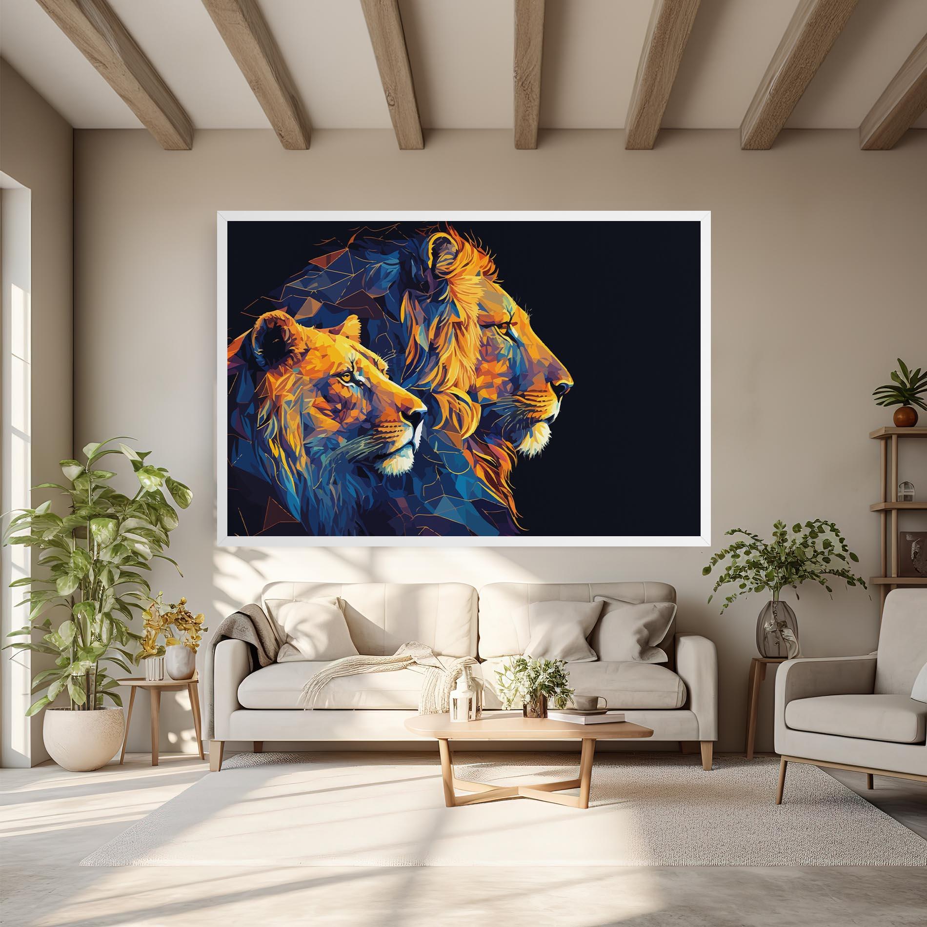Leinwandbild Orange Blue Lion mockup 6