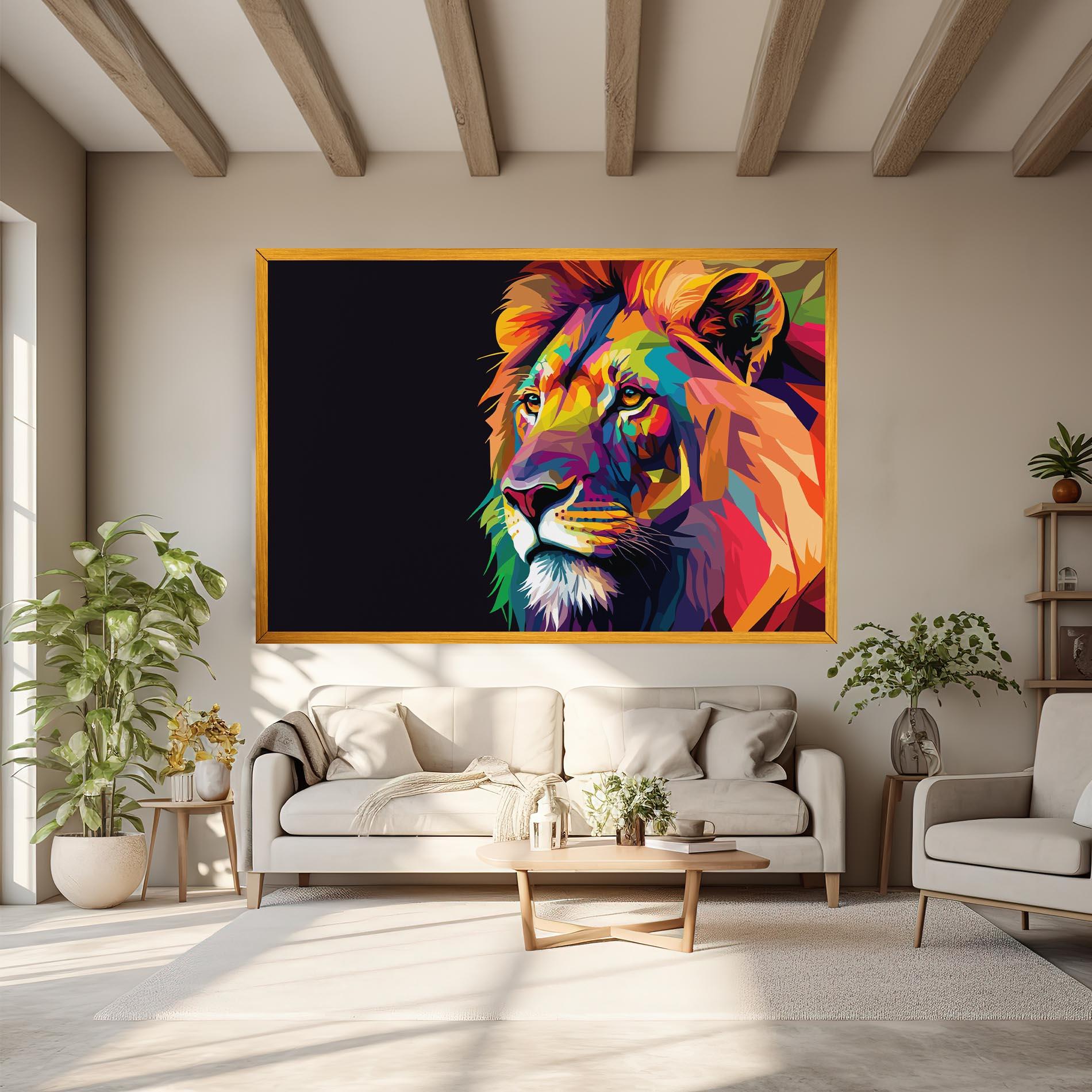 Leinwandbild Colorful Lion mockup 6