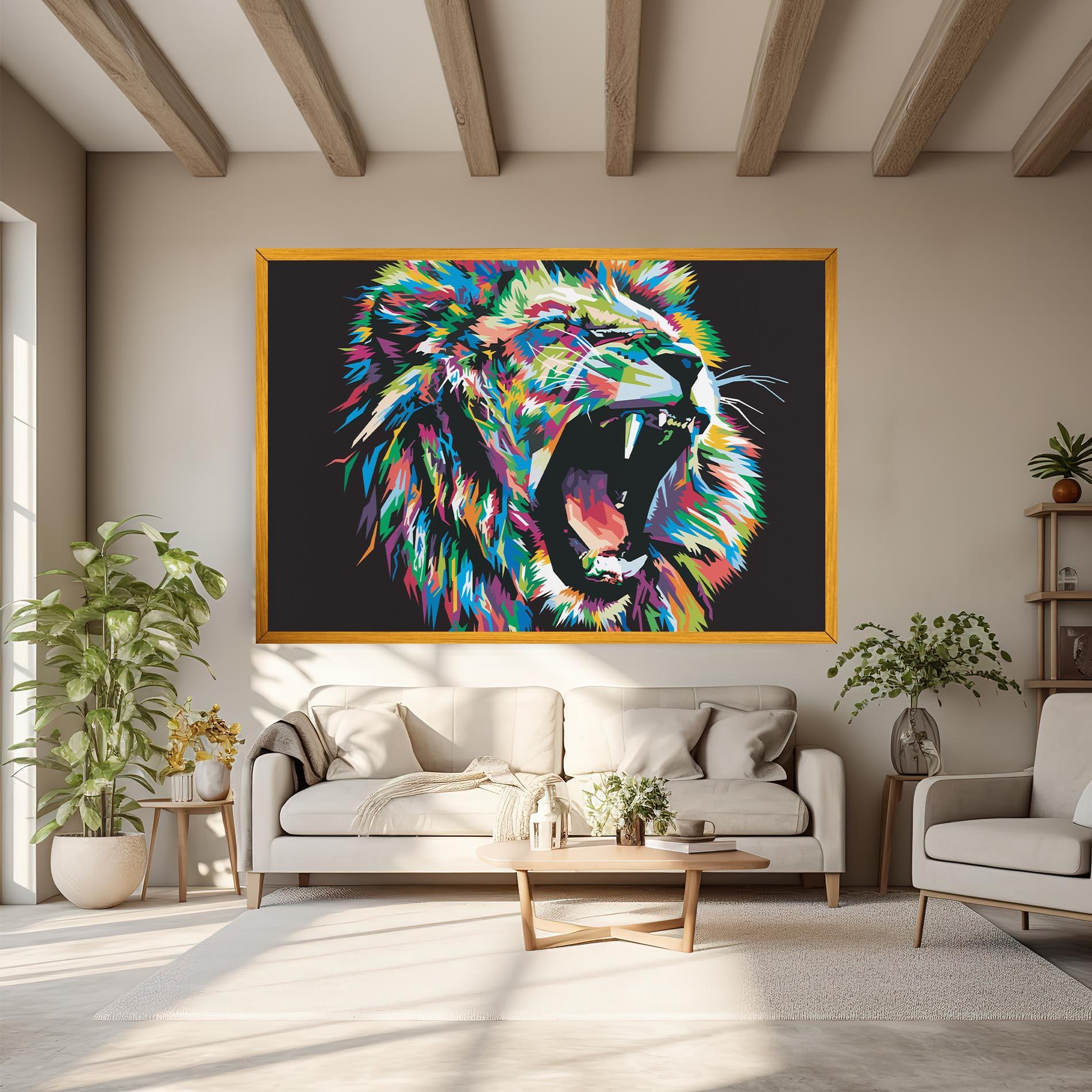 Leinwandbild Green Blue Lion mockup 6