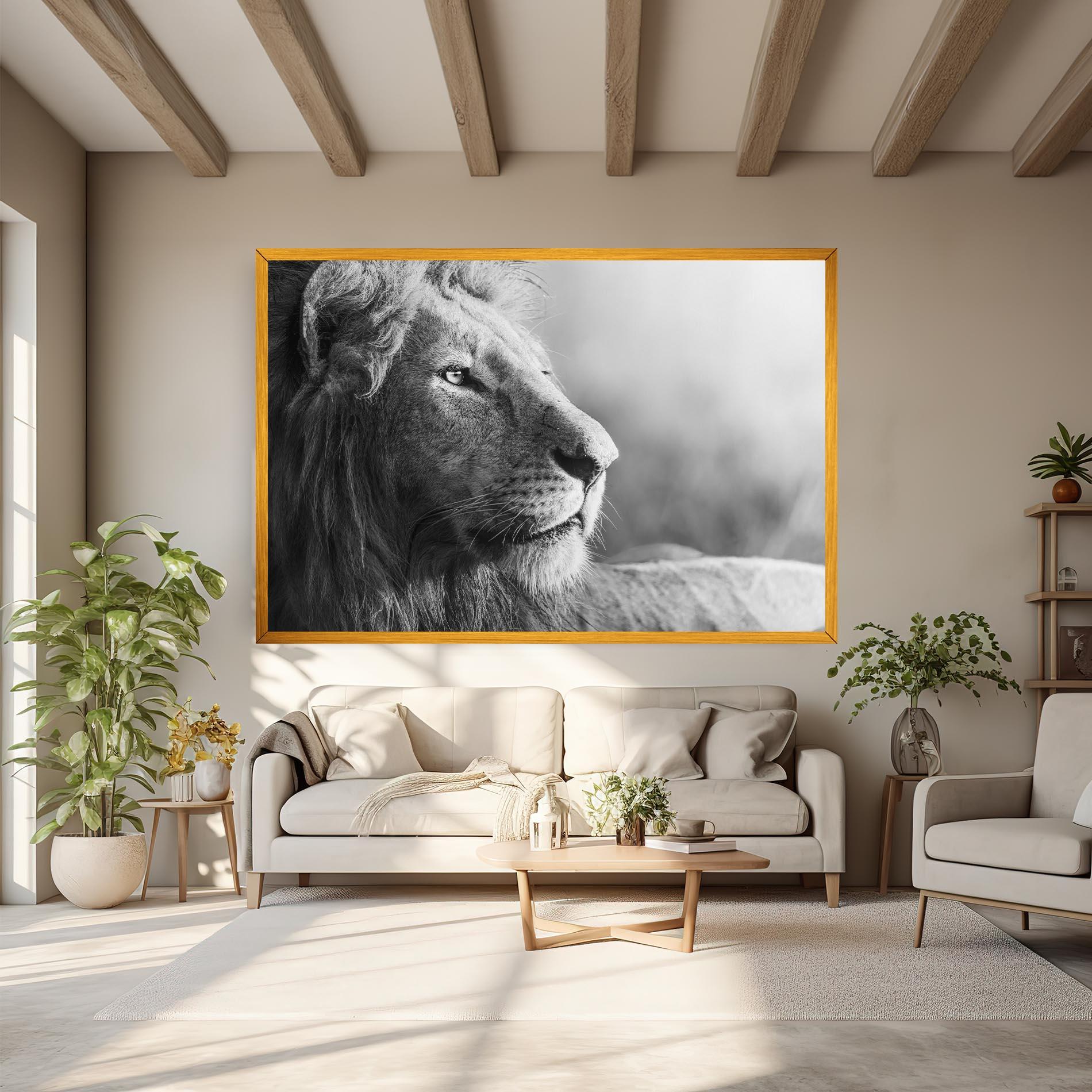 Leinwandbild Grey Lion Head mockup 6