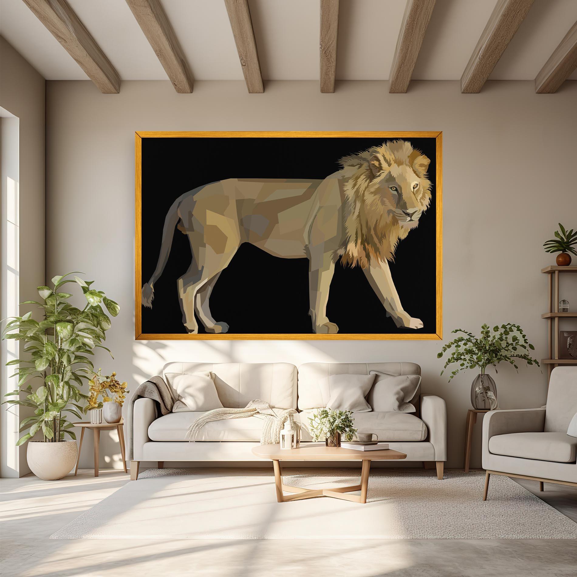 Leinwandbild Lion Art On Black mockup 6