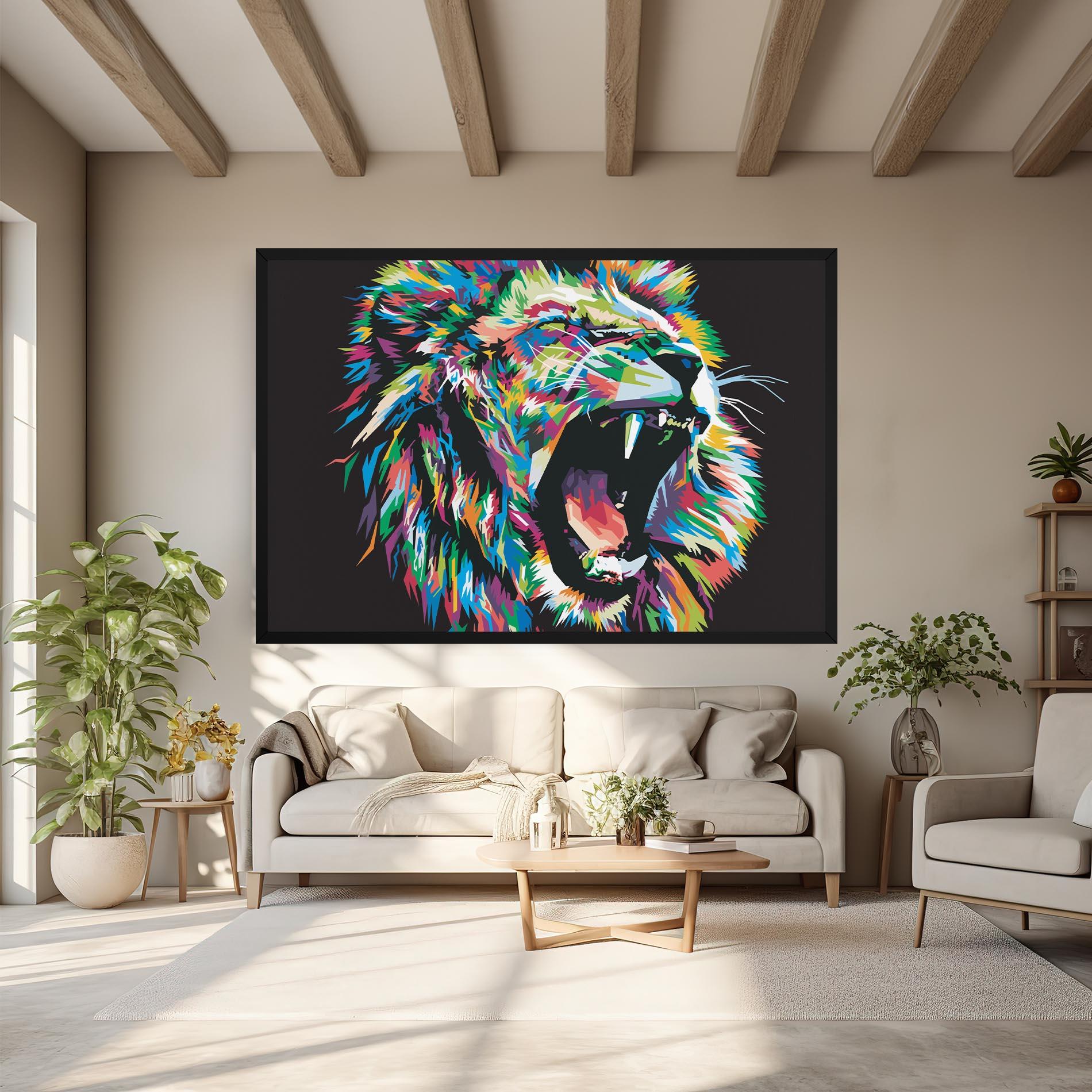 Leinwandbild Green Blue Lion mockup 6