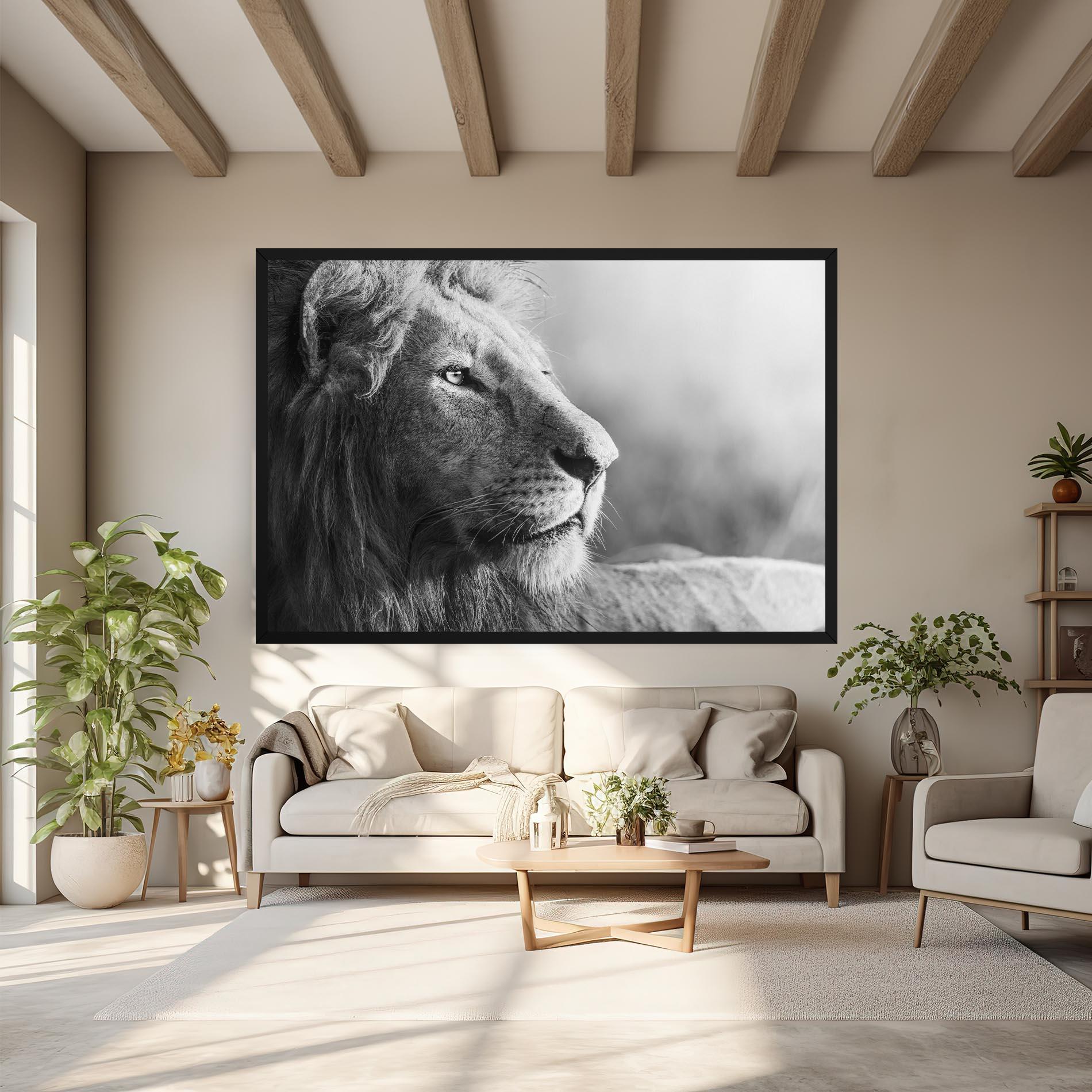 Leinwandbild Grey Lion Head mockup 6