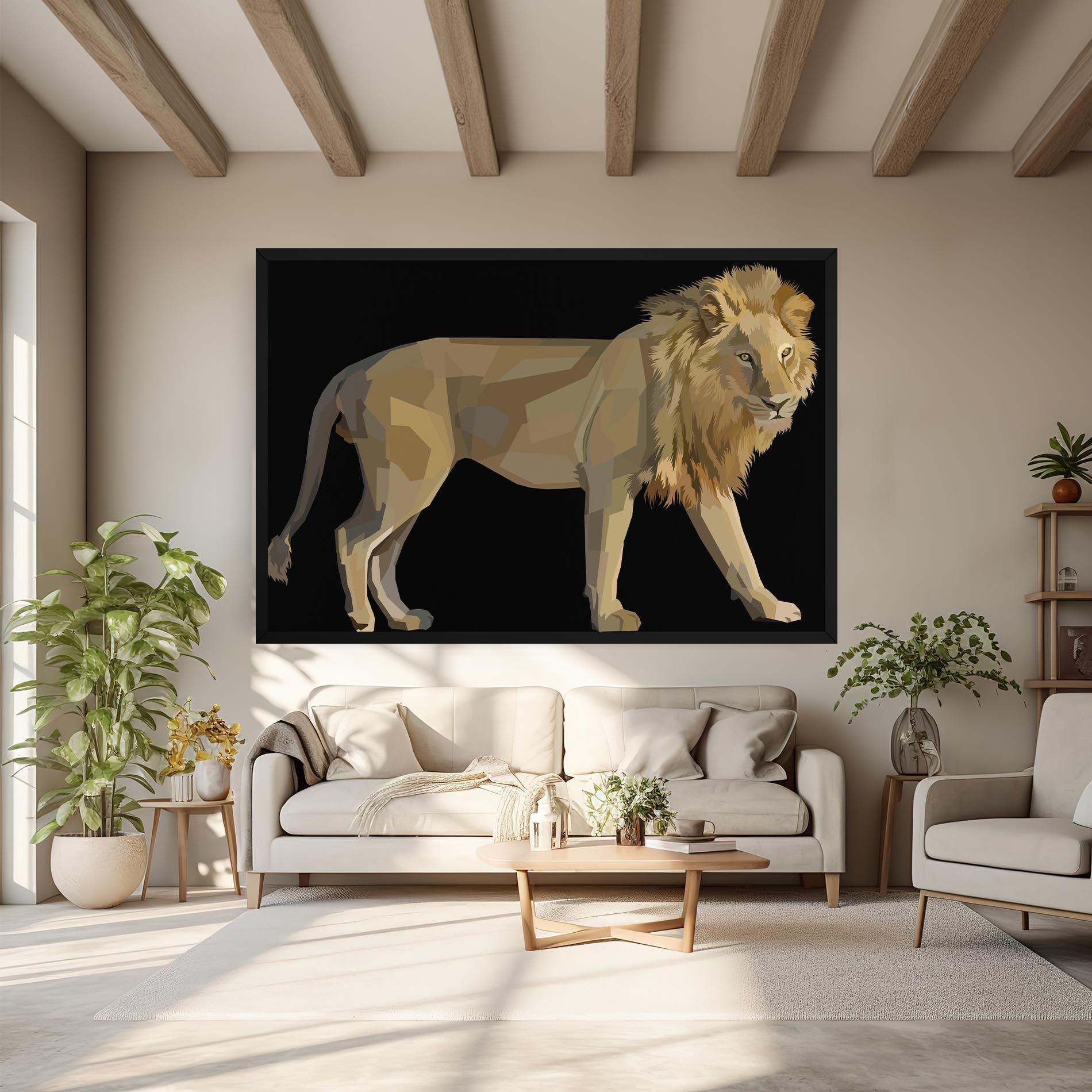 Leinwandbild Lion Art On Black mockup 6