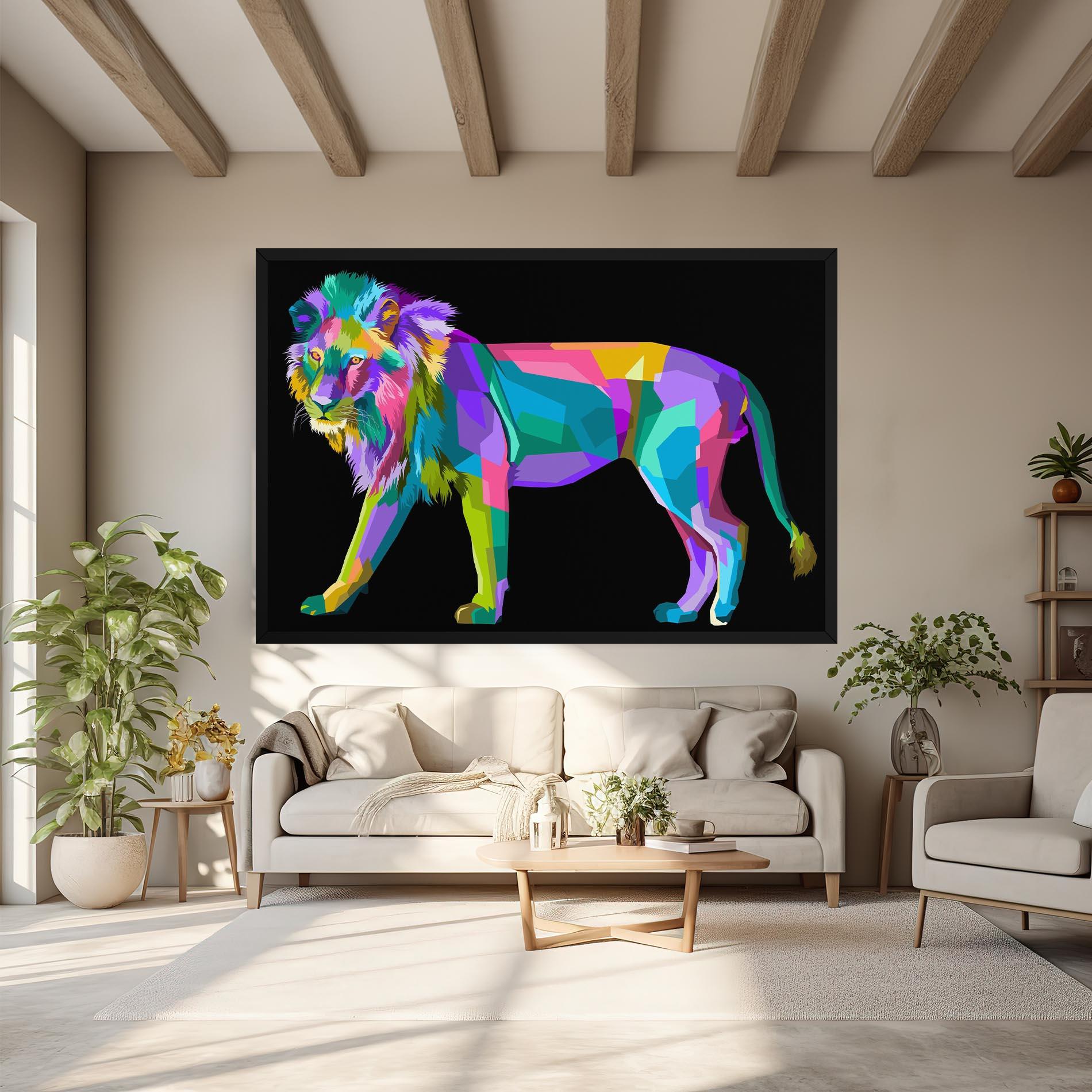 Leinwandbild Lion Walking mockup 6