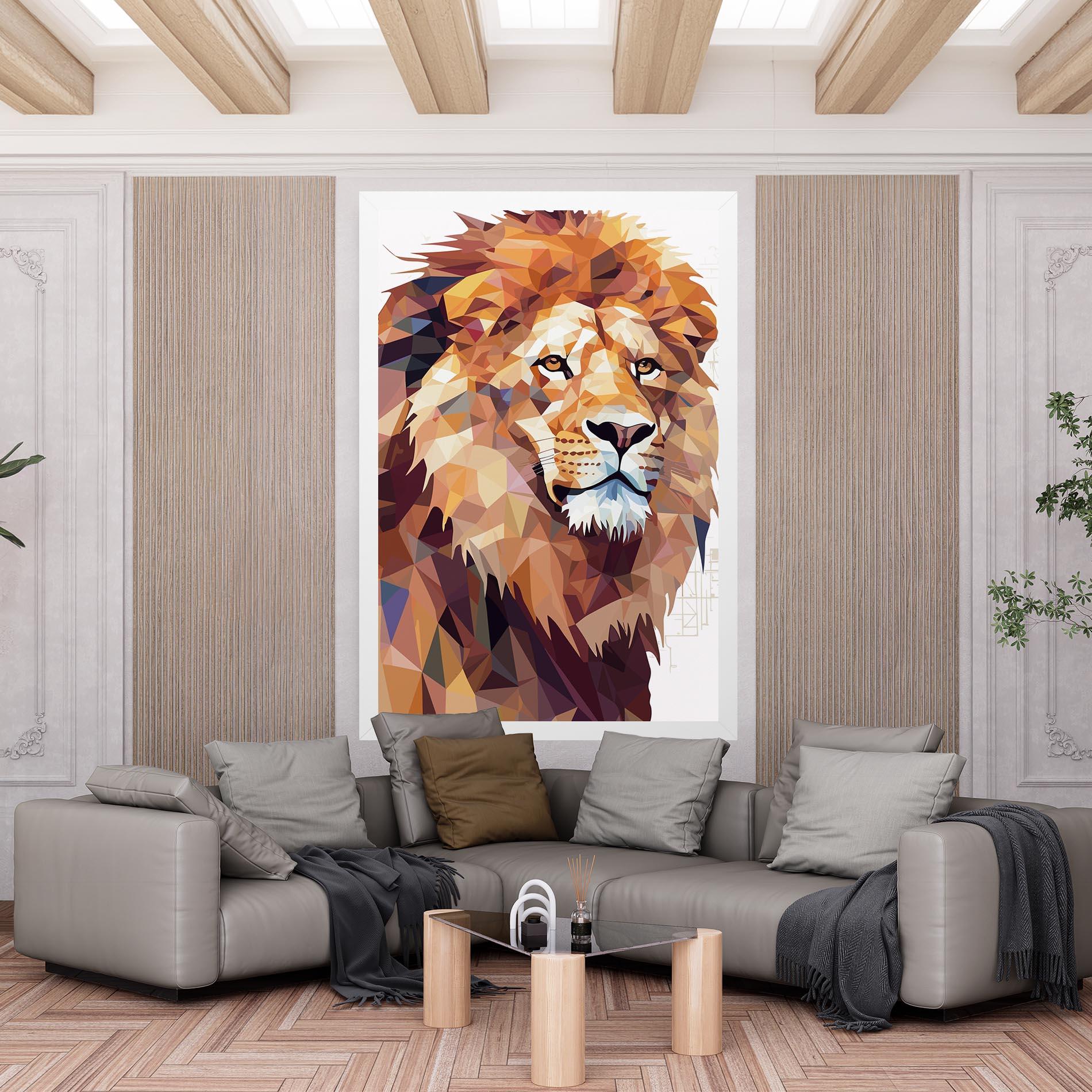 Leinwandbild Artistic Lion Head mockup 6