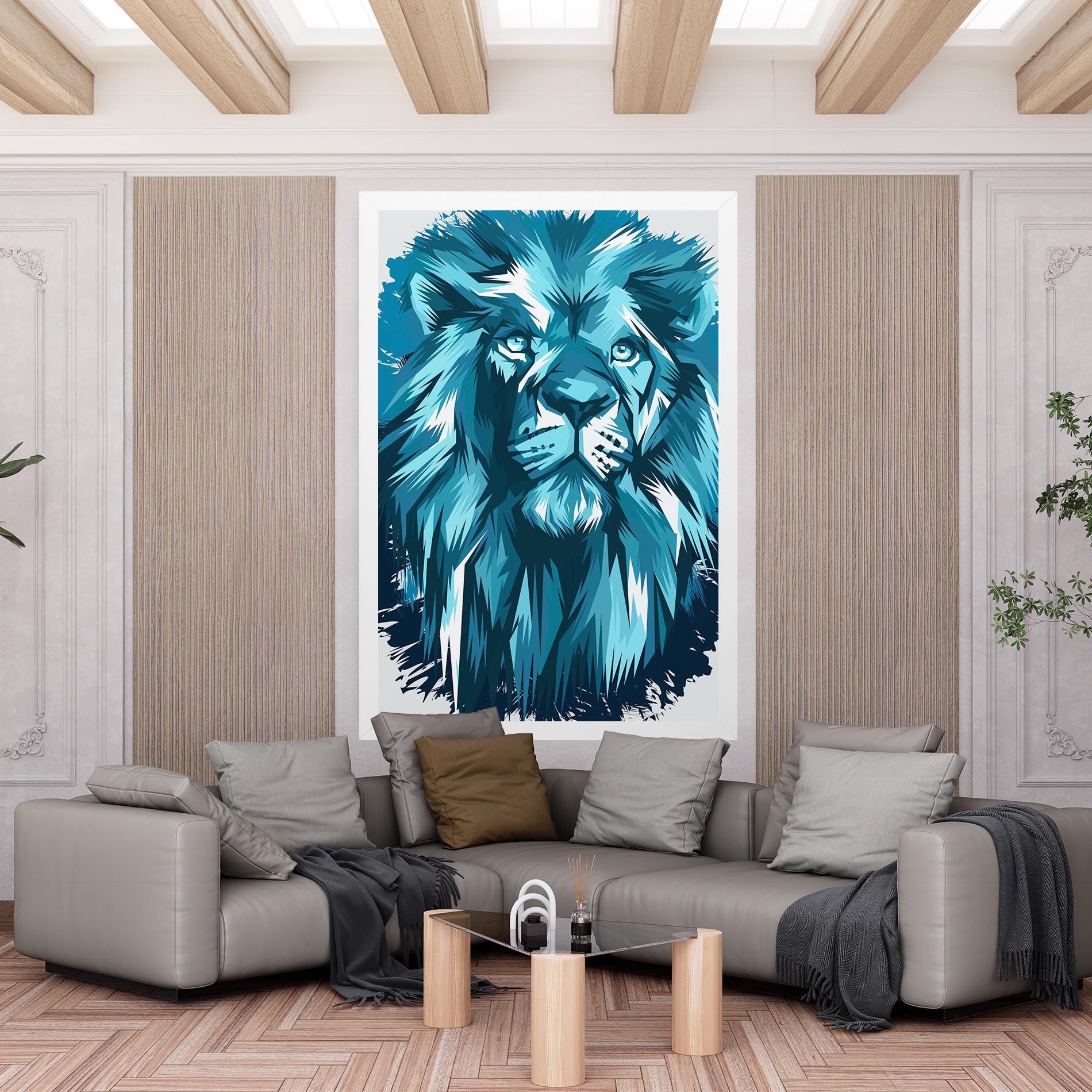 Blue Lion Head mockup 6