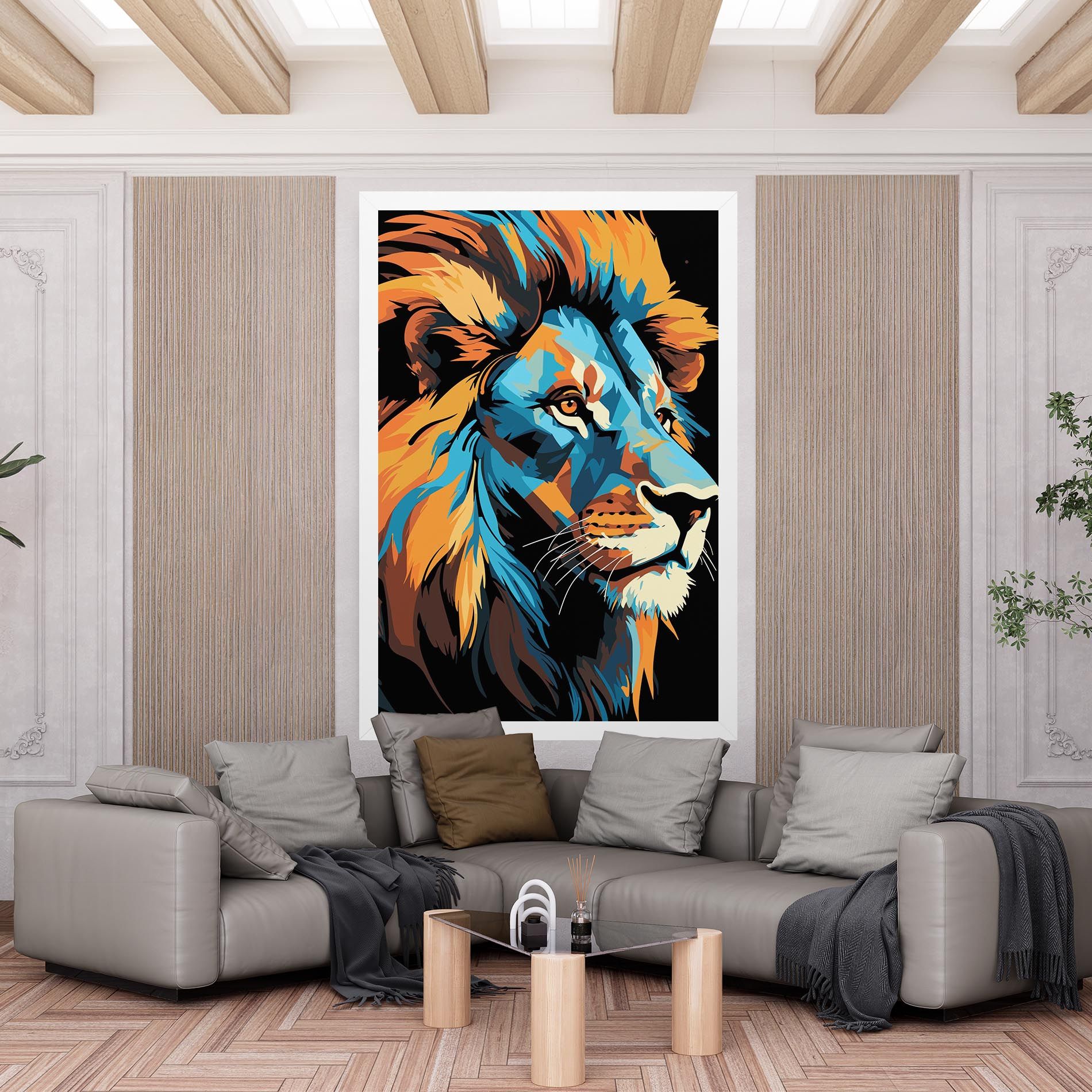Blue Yellow Lion mockup 6