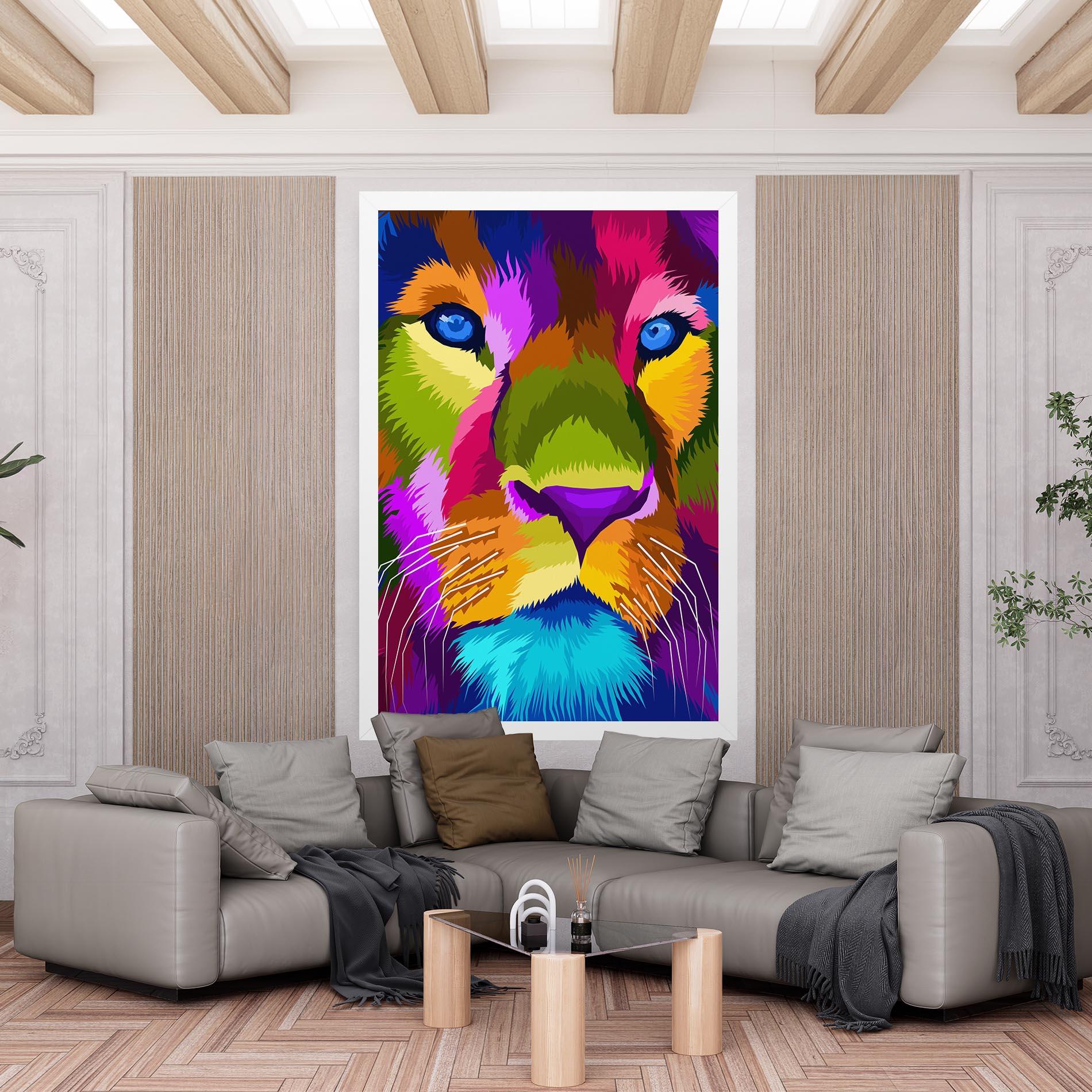 Leinwandbild Color Lion Close Up mockup 6