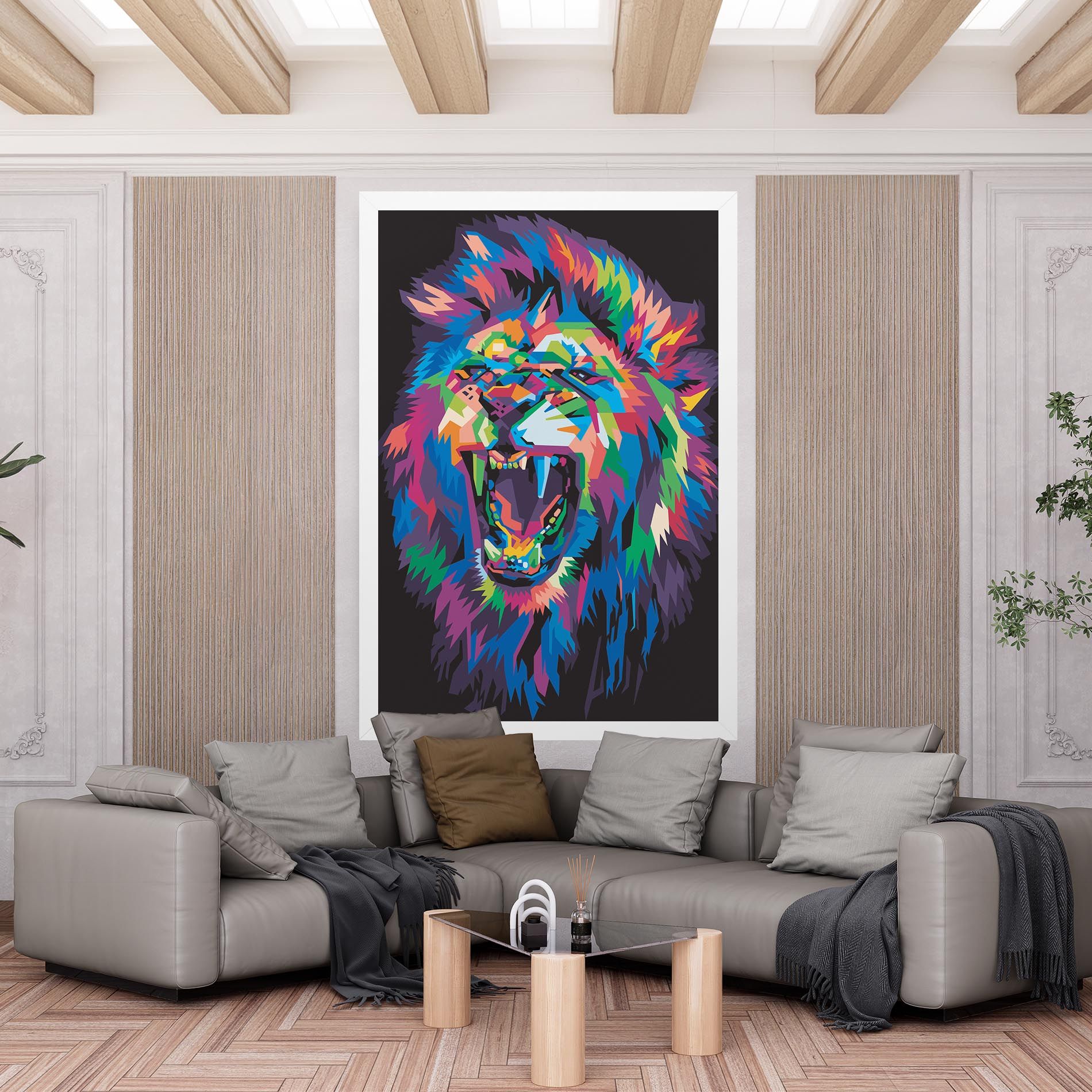 Colorful Lion Head mockup 6