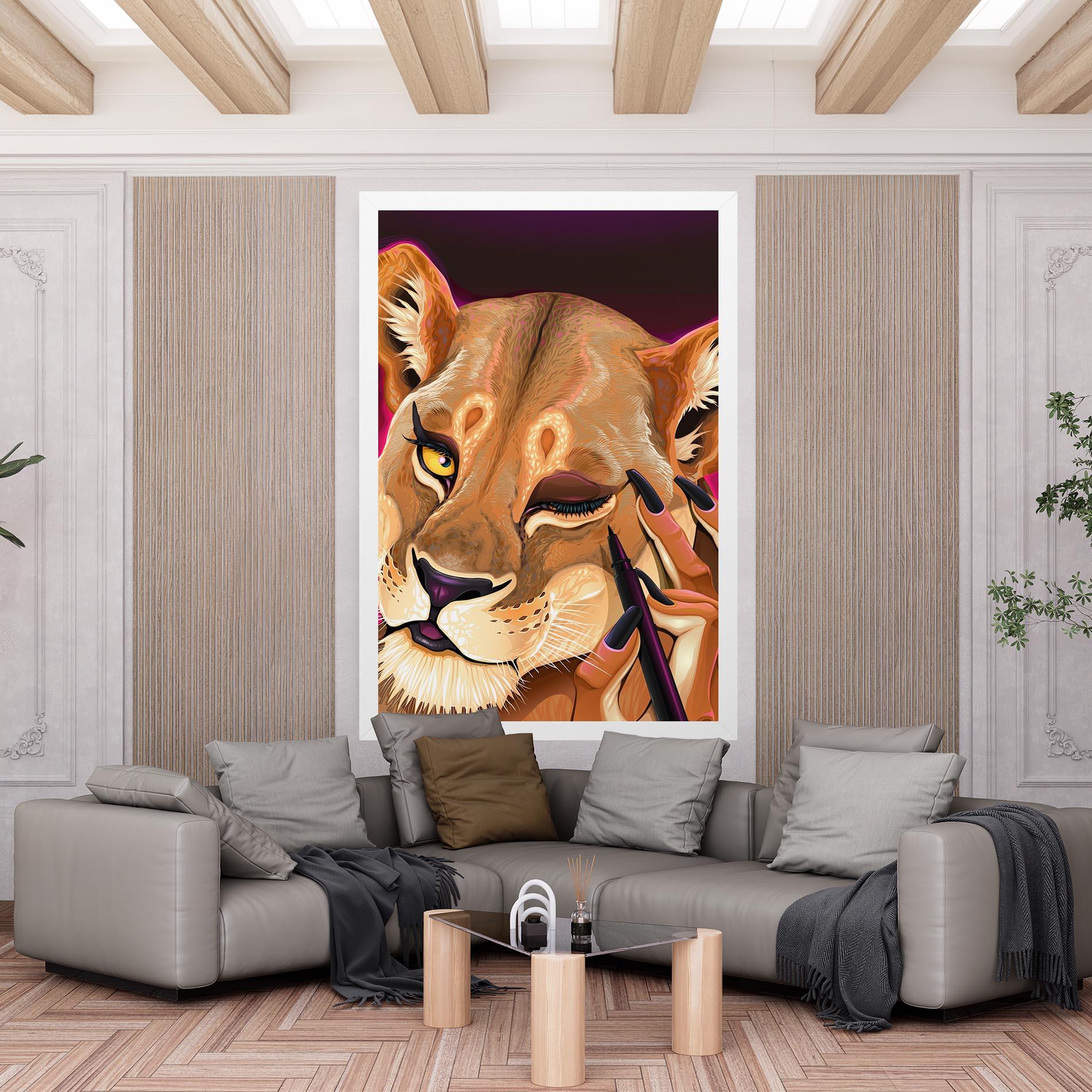 Leinwandbild Female Lion Makeup mockup 6