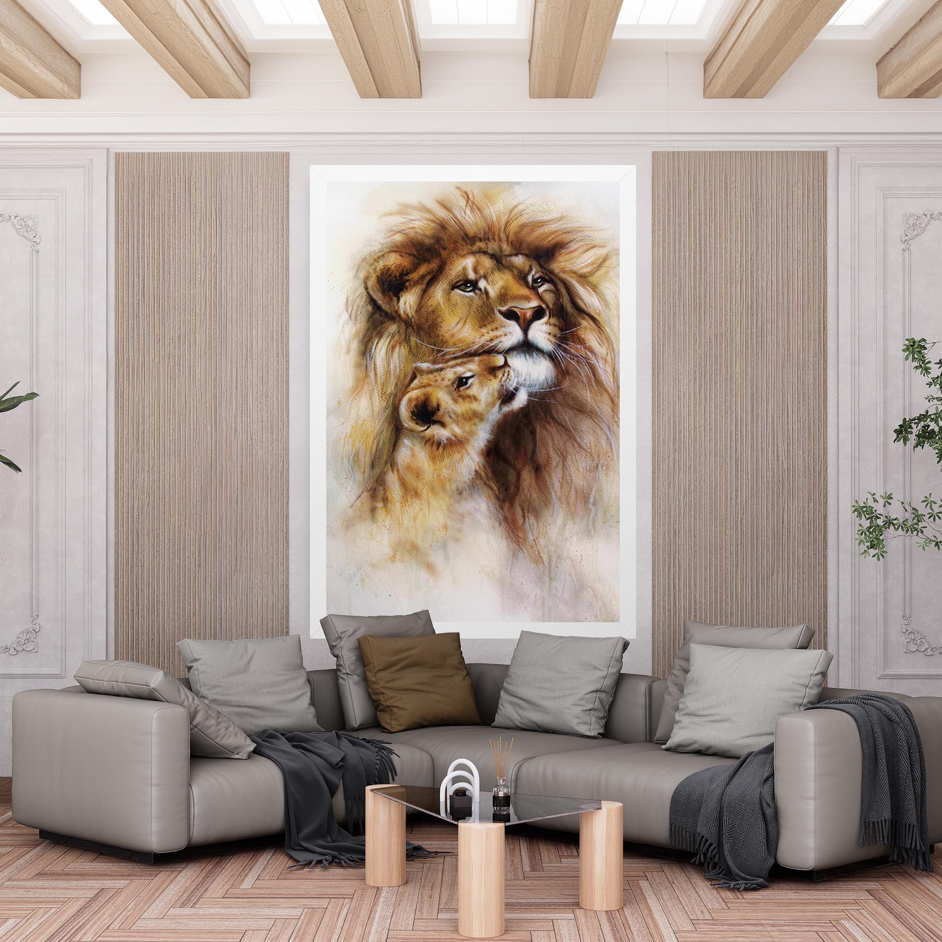 Leinwandbild Lion Love mockup 6