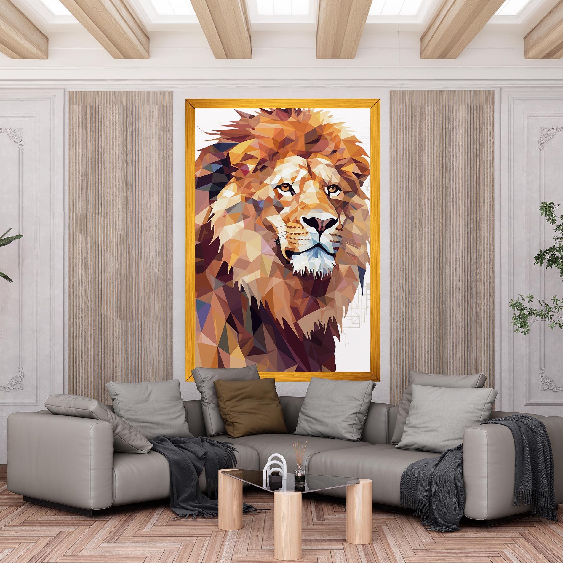Leinwandbild Artistic Lion Head mockup 6