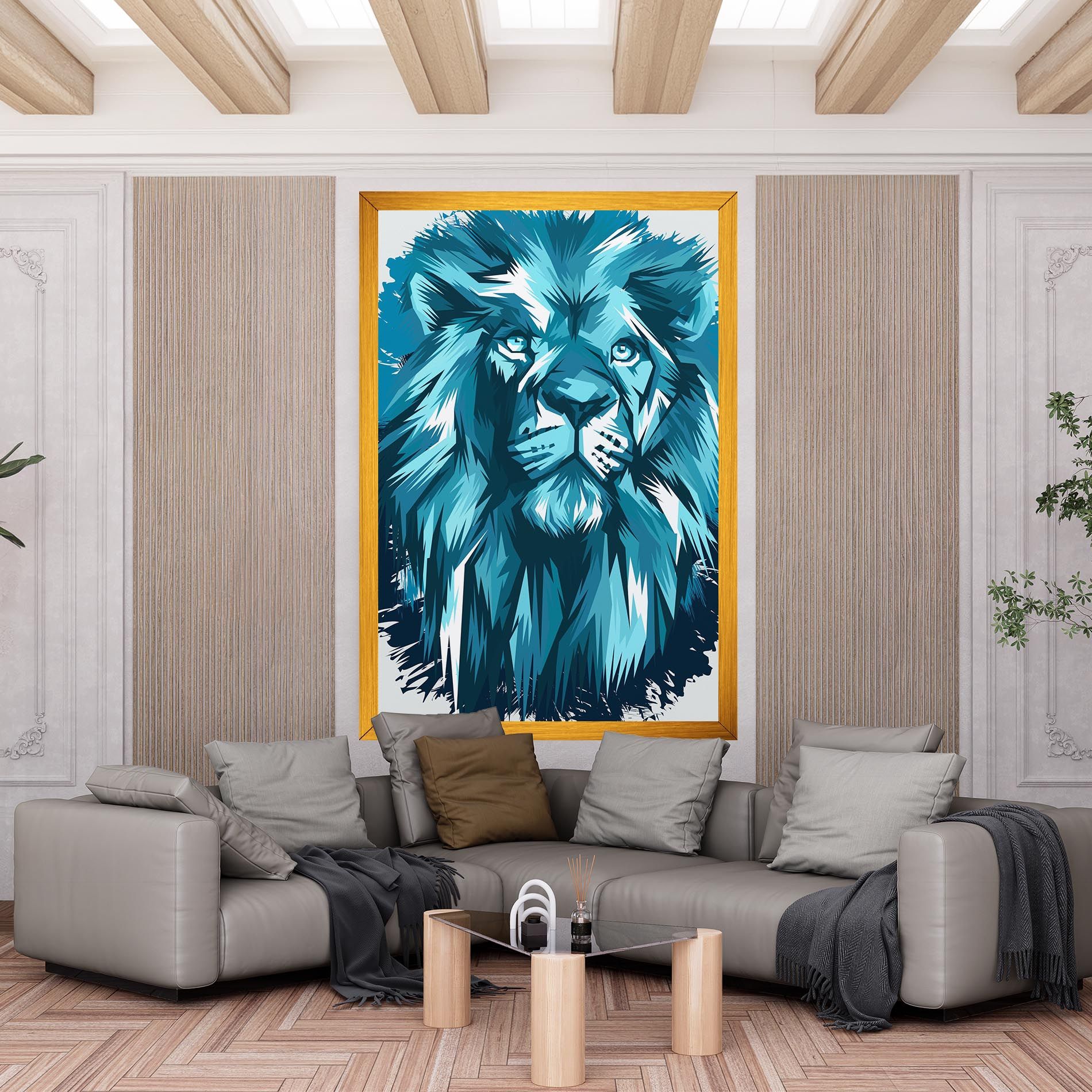 Blue Lion Head mockup 6
