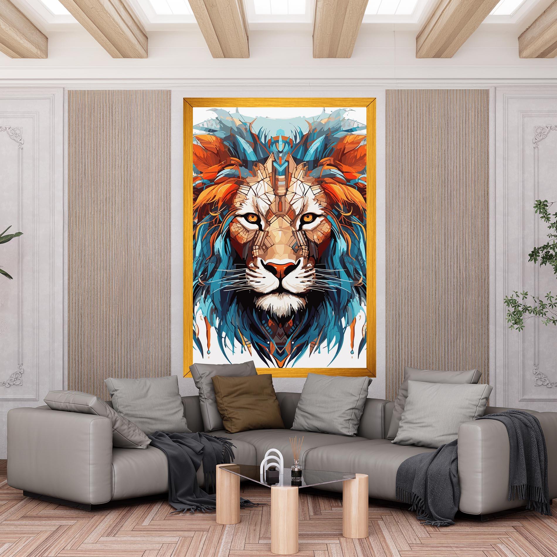 Leinwandbild Blue Orange Lion mockup 6