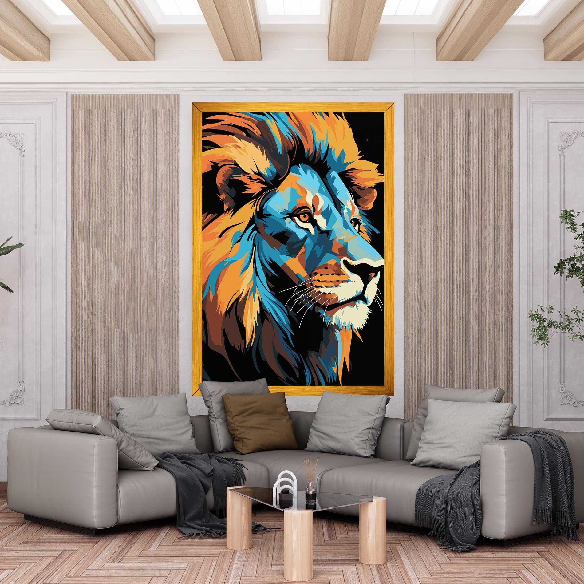 Blue Yellow Lion mockup 6
