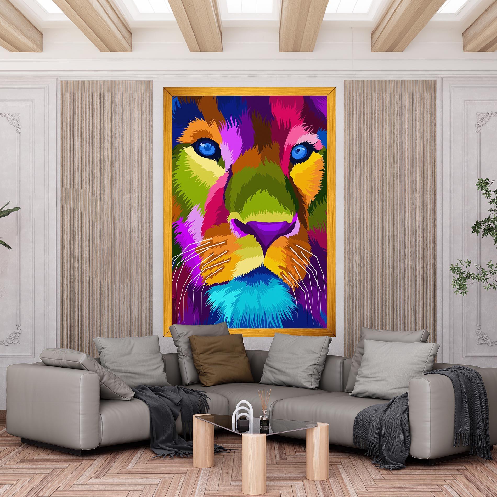 Leinwandbild Color Lion Close Up mockup 6