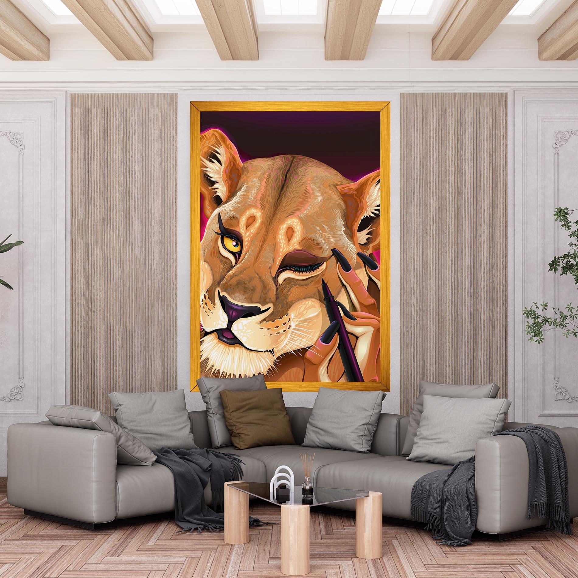 Leinwandbild Female Lion Makeup mockup 6