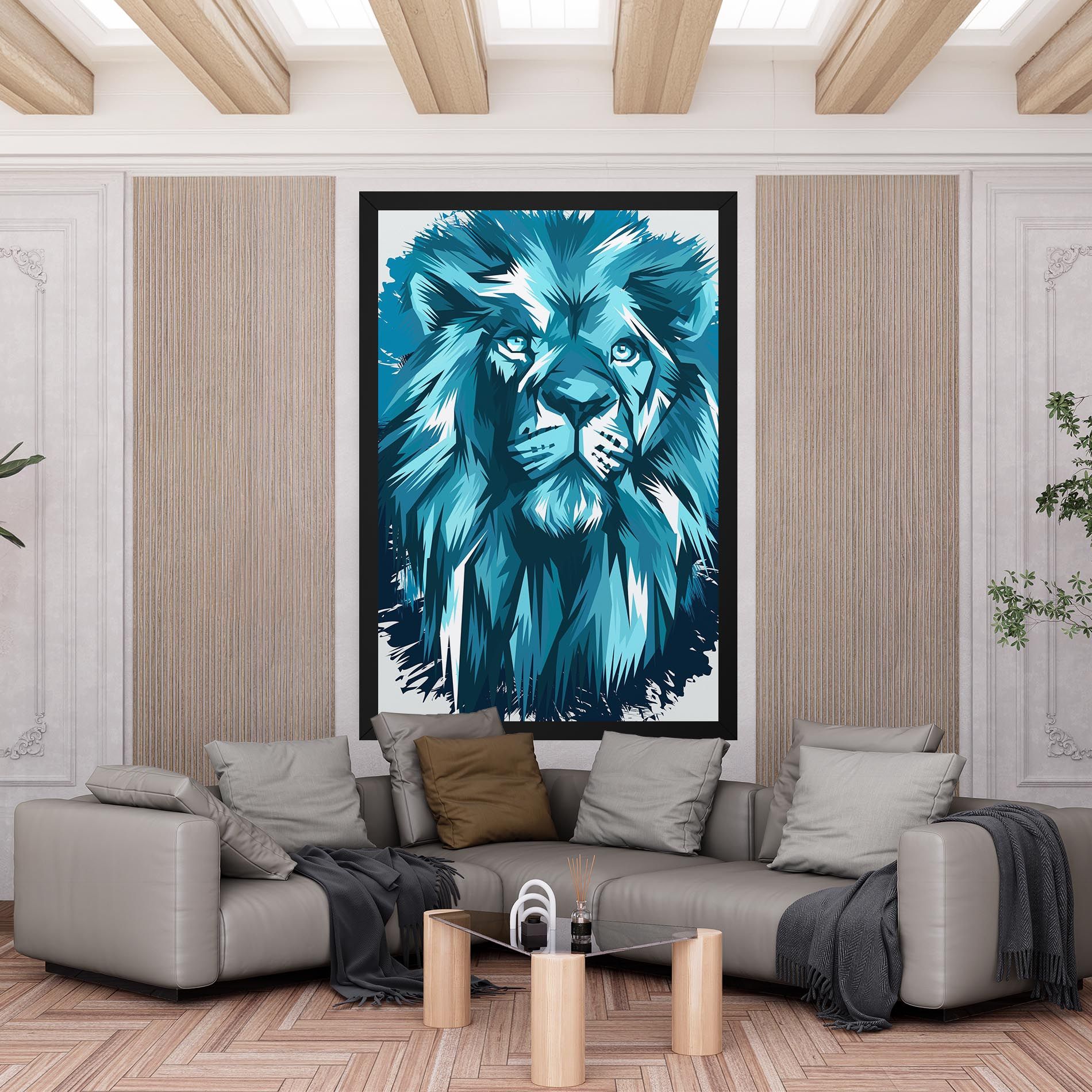 Blue Lion Head mockup 6