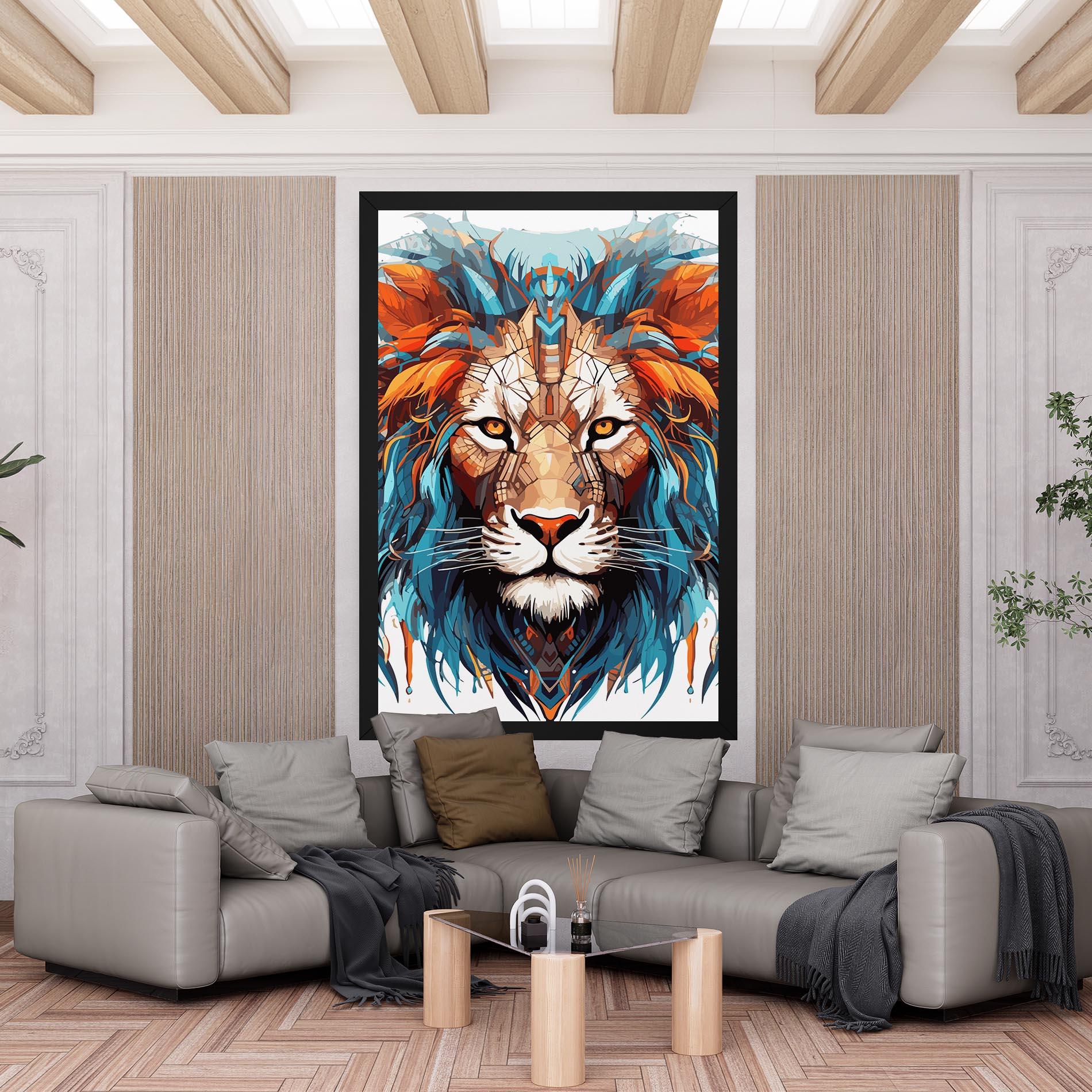 Leinwandbild Blue Orange Lion mockup 6