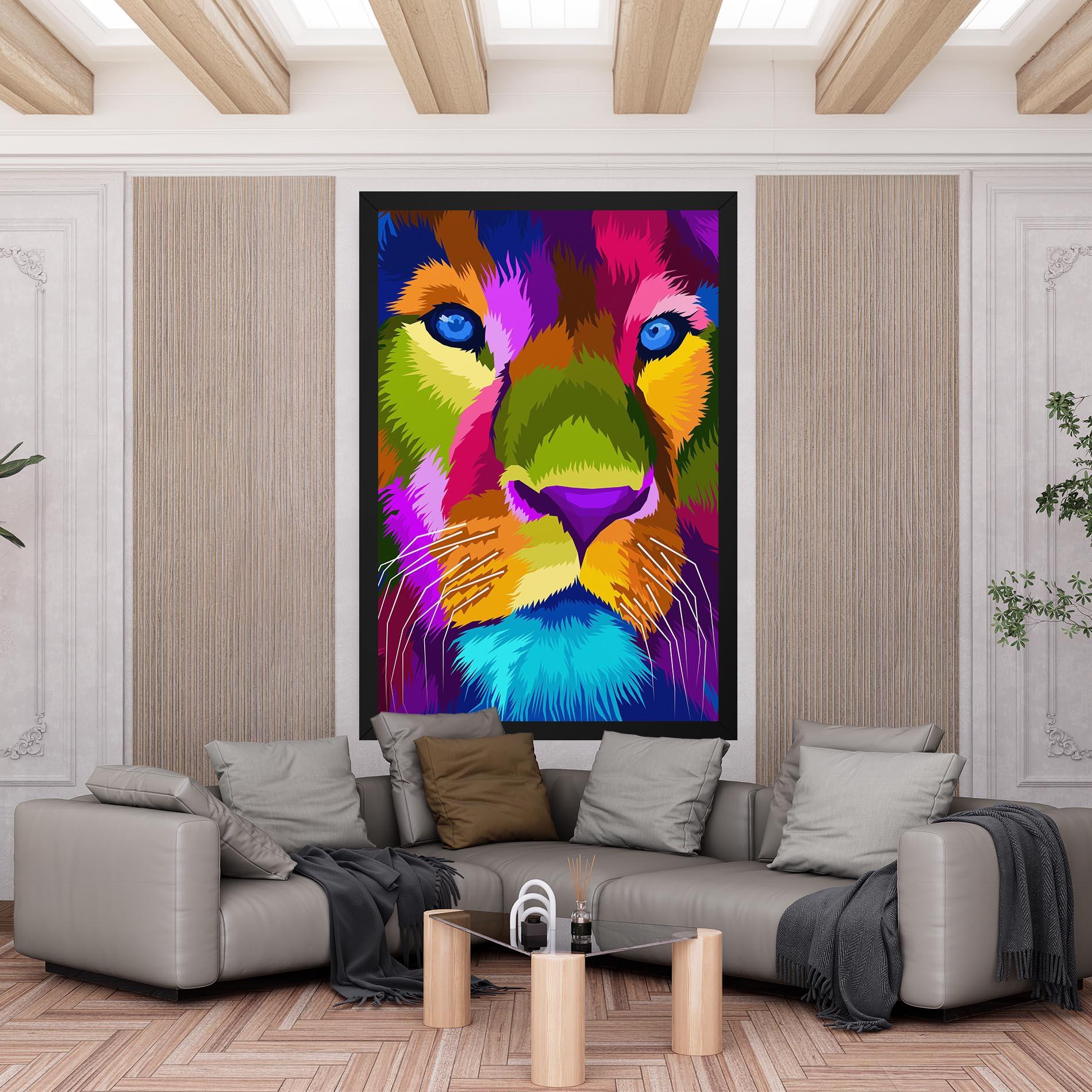 Leinwandbild Color Lion Close Up mockup 6