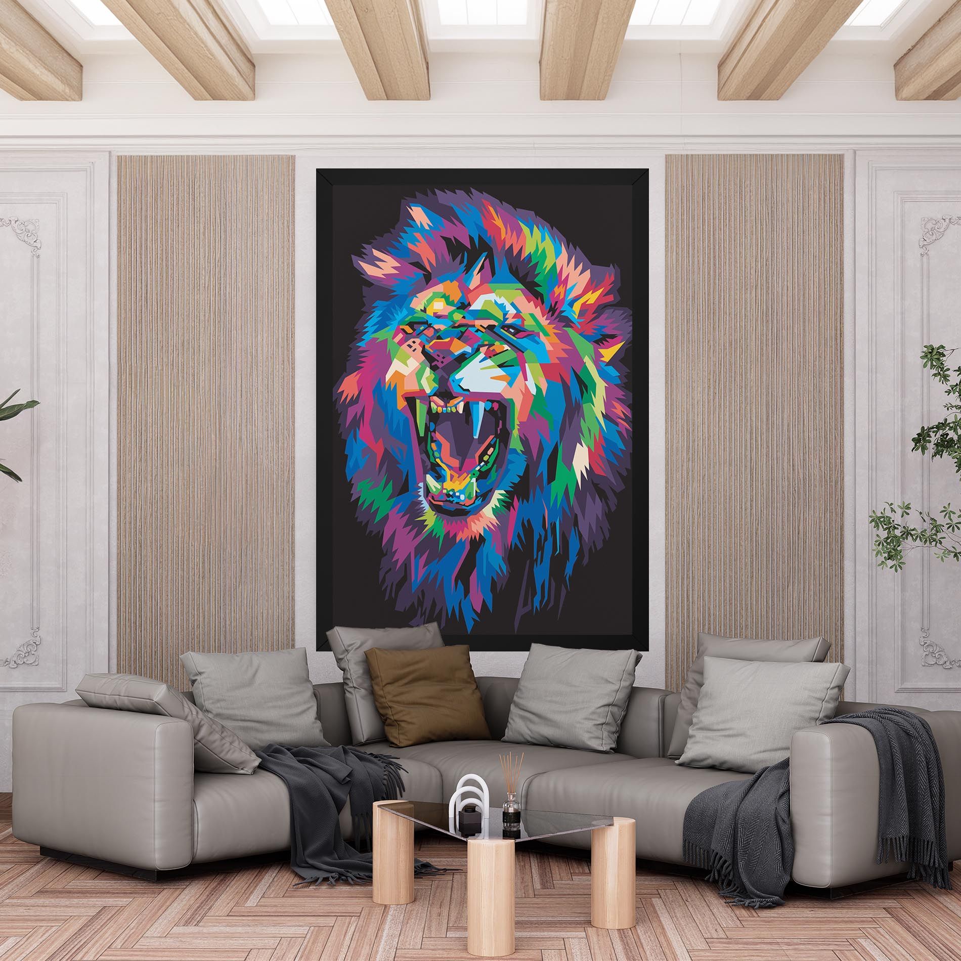 Colorful Lion Head mockup 6