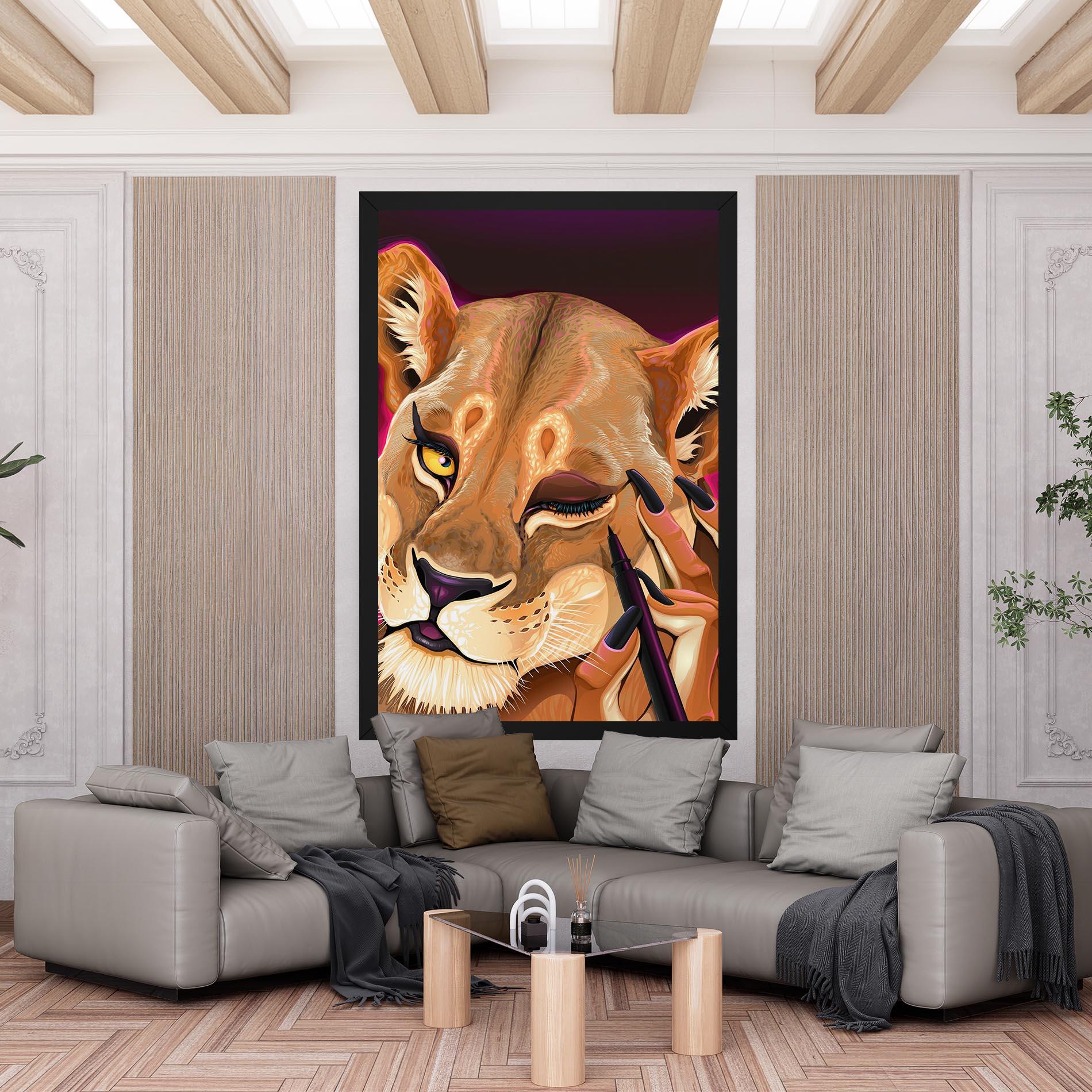 Leinwandbild Female Lion Makeup mockup 6