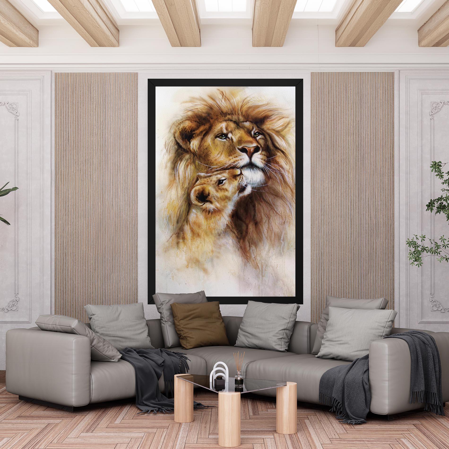 Leinwandbild Lion Love mockup 6