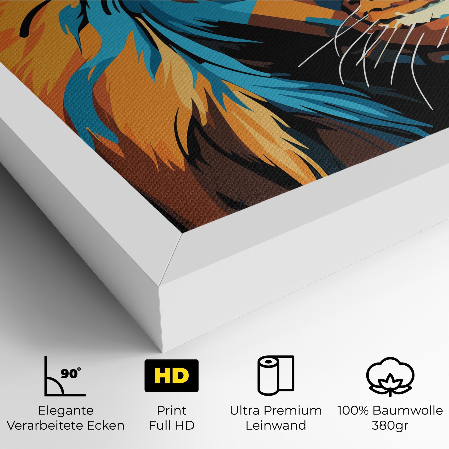 Leinwandbild Blue Yellow Lion mockup 4