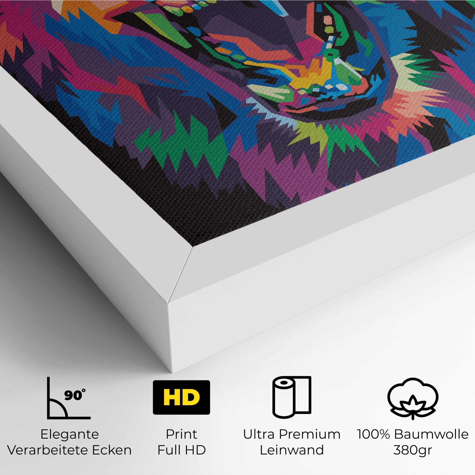 Leinwandbild Colorful Lion Head mockup 4