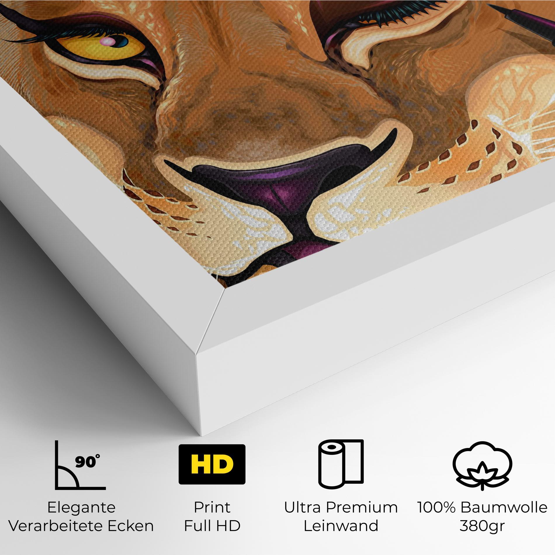 Leinwandbild Female Lion Makeup mockup 4