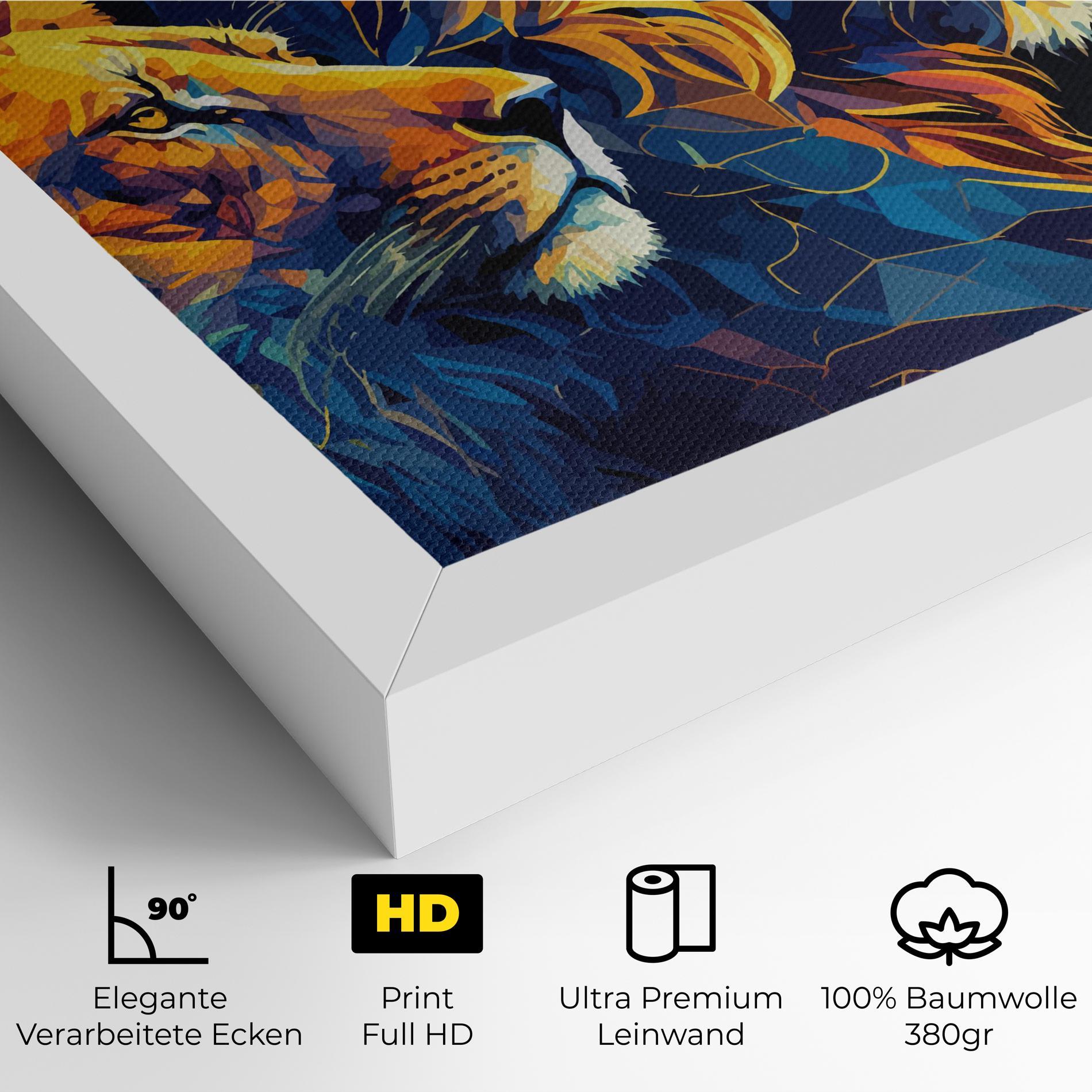 Leinwandbild Orange Blue Lion mockup 4