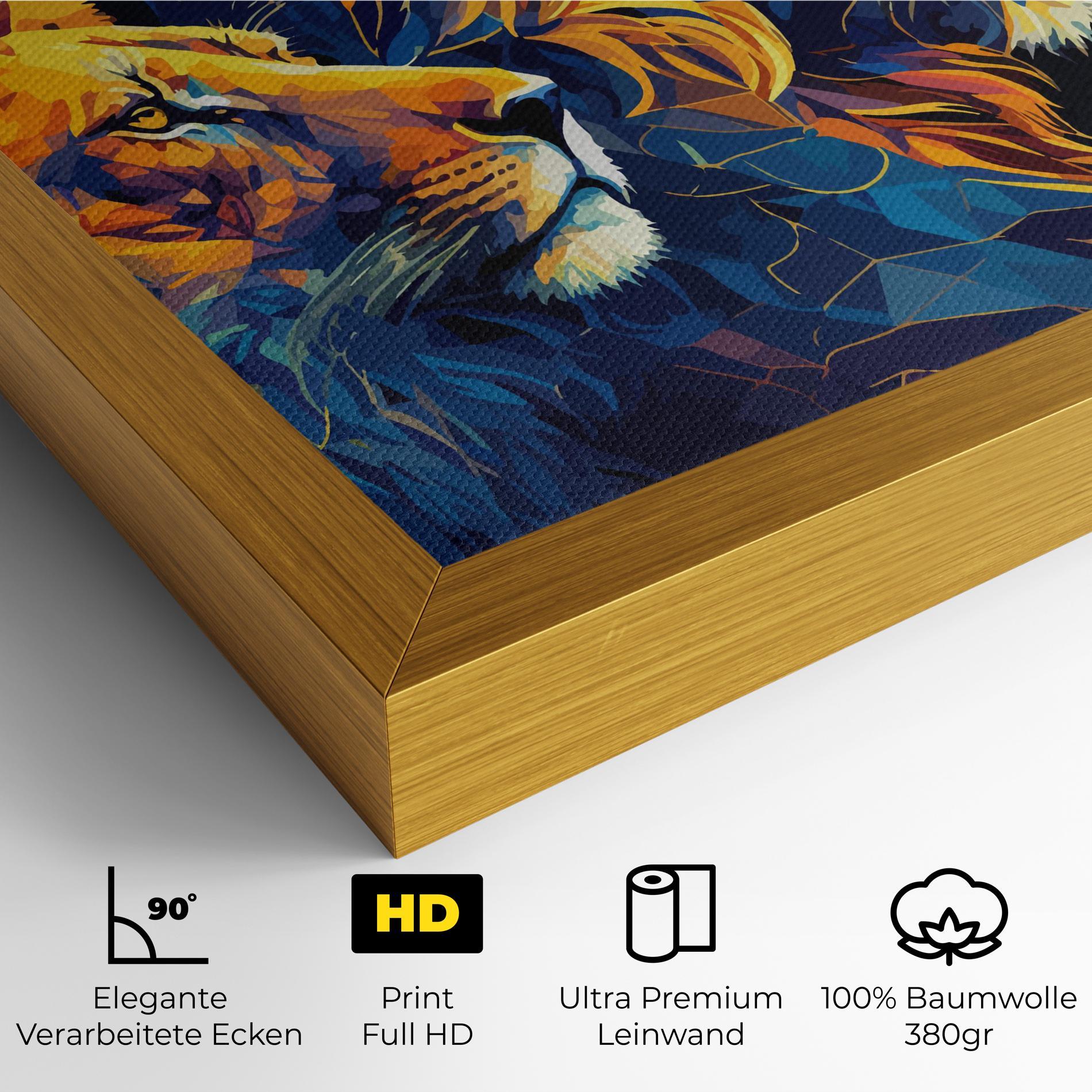 Leinwandbild Orange Blue Lion mockup 4