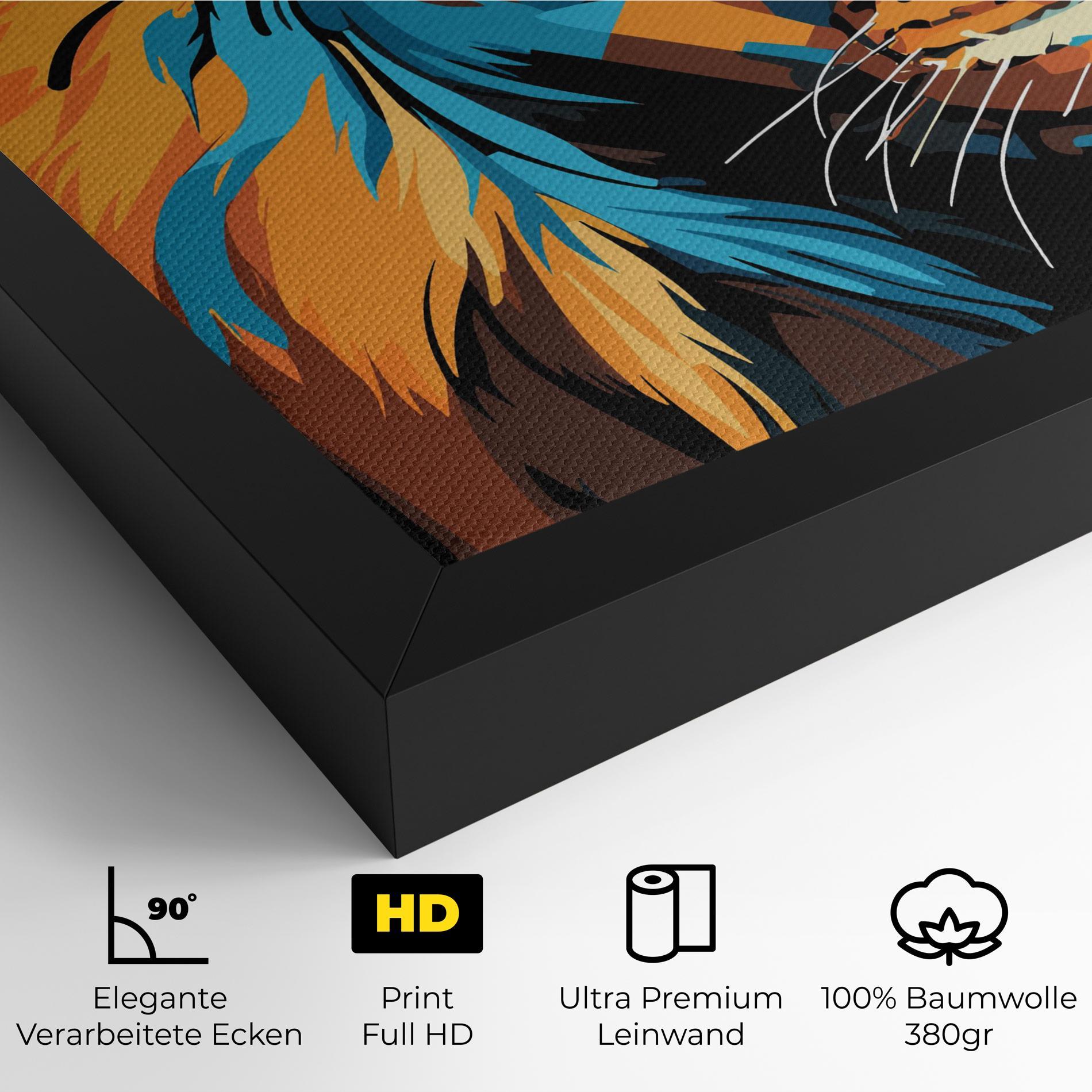Leinwandbild Blue Yellow Lion mockup 4