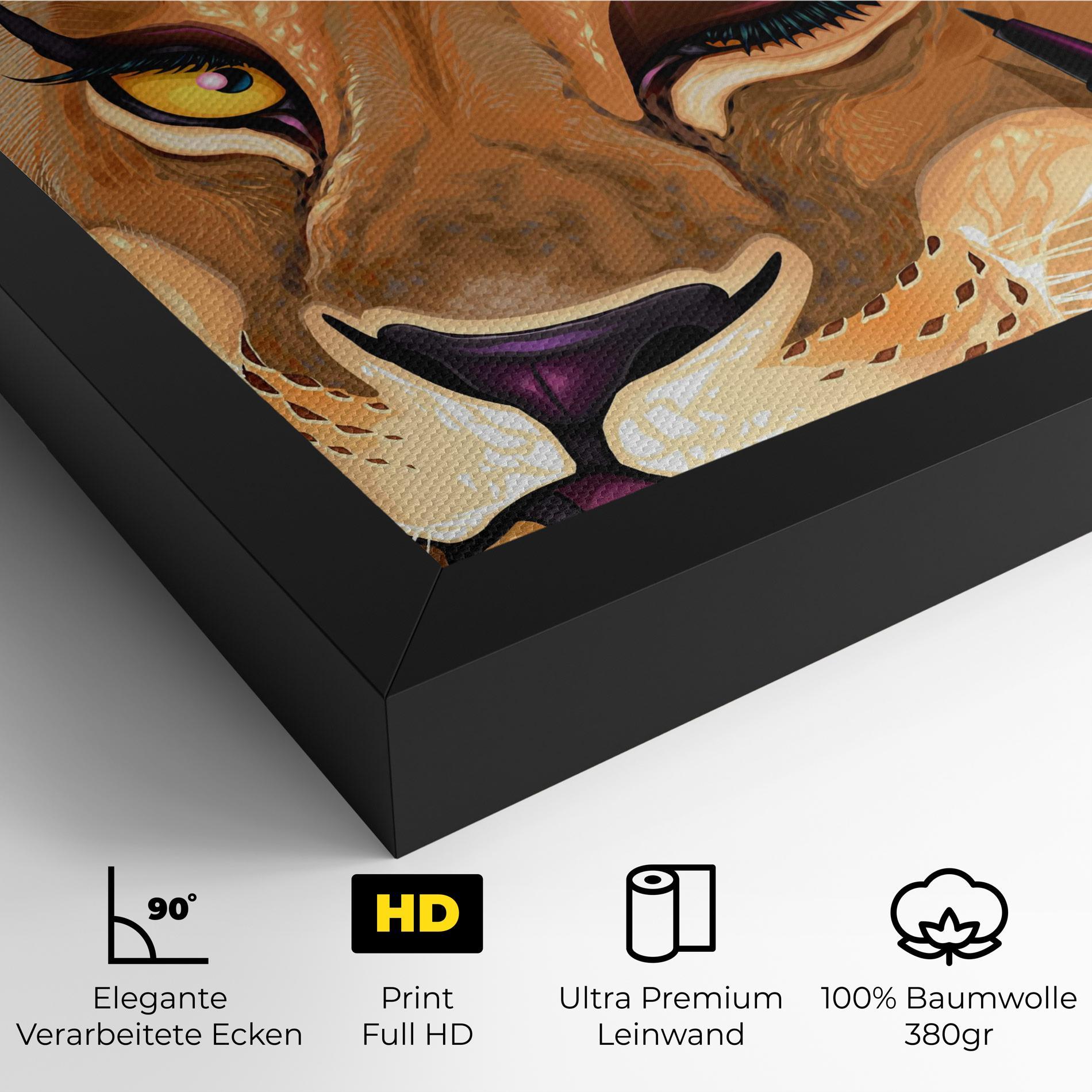 Leinwandbild Female Lion Makeup mockup 4