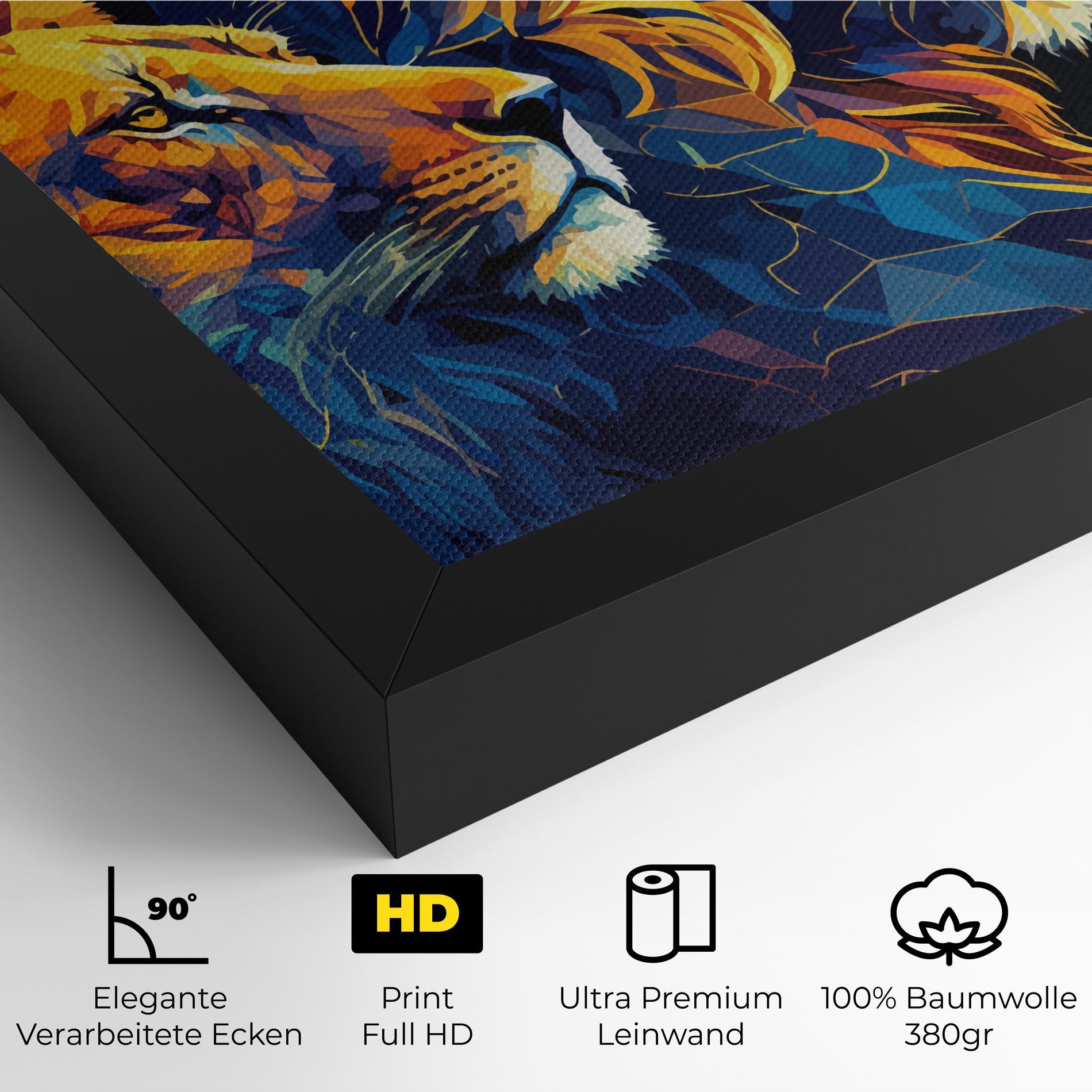 Leinwandbild Orange Blue Lion mockup 4