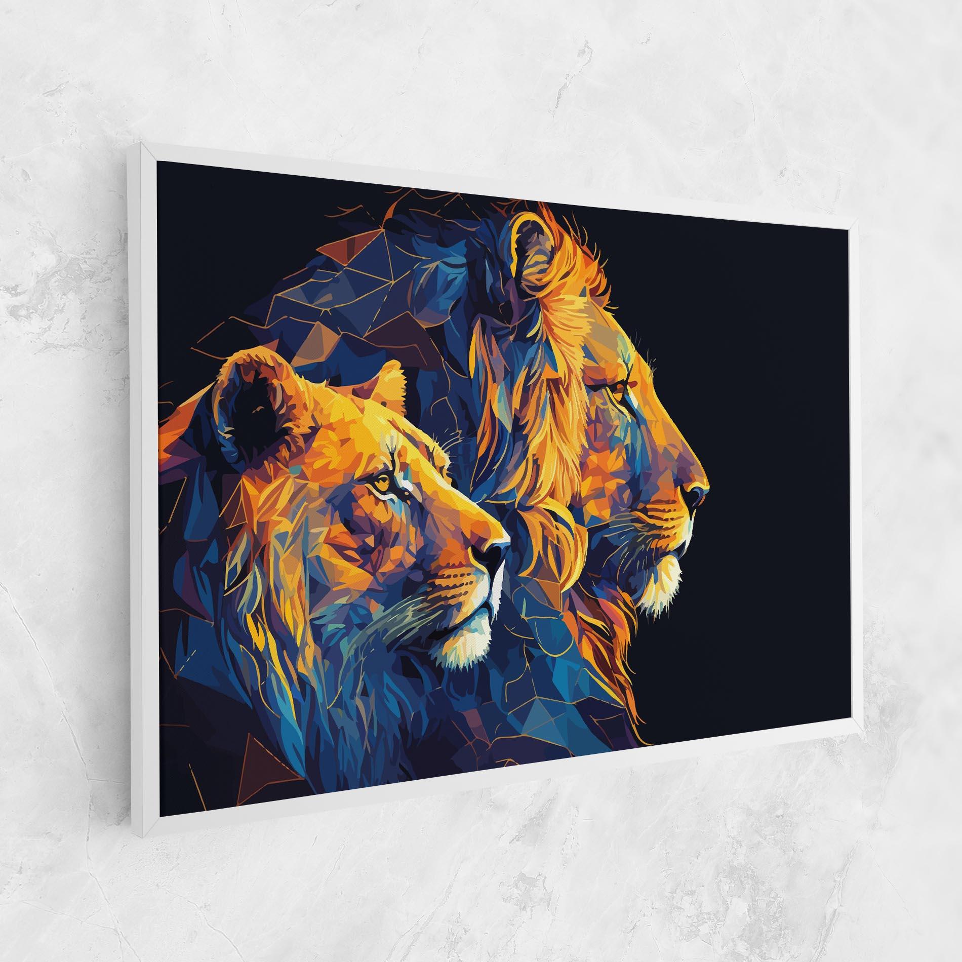 Leinwandbild Orange Blue Lion mockup 1