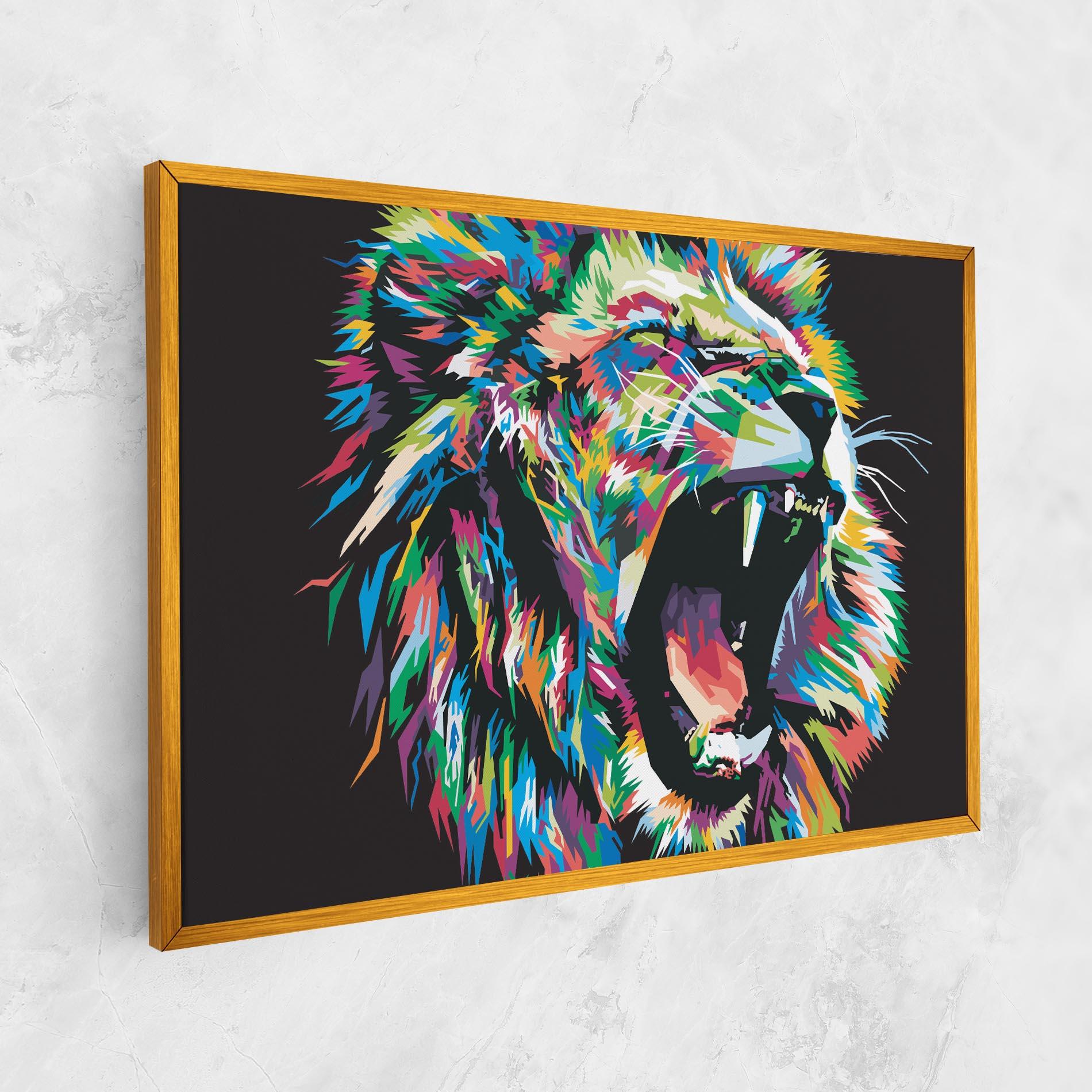 Leinwandbild Green Blue Lion mockup 1