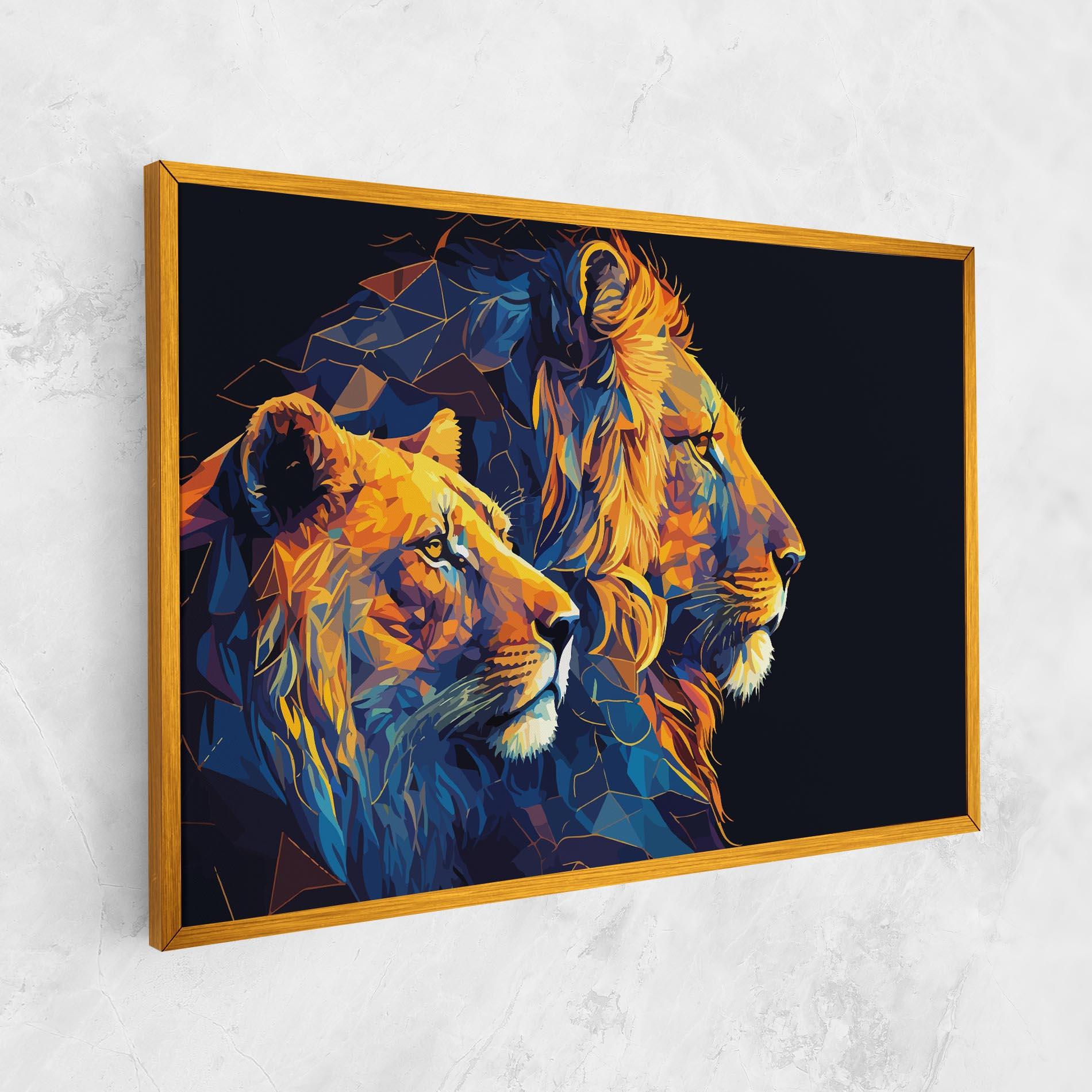 Leinwandbild Orange Blue Lion mockup 1