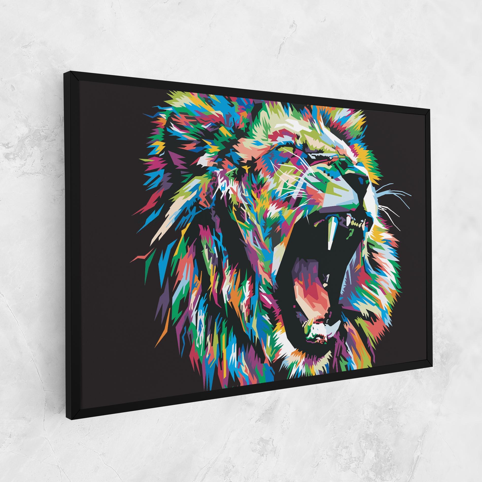Leinwandbild Green Blue Lion mockup 1