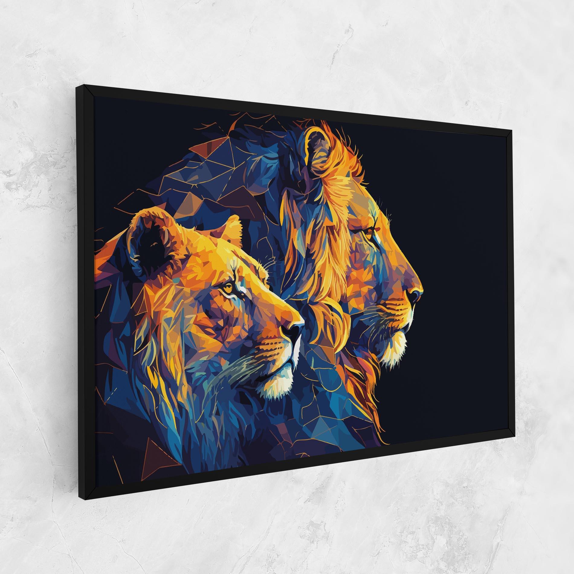 Leinwandbild Orange Blue Lion mockup 1