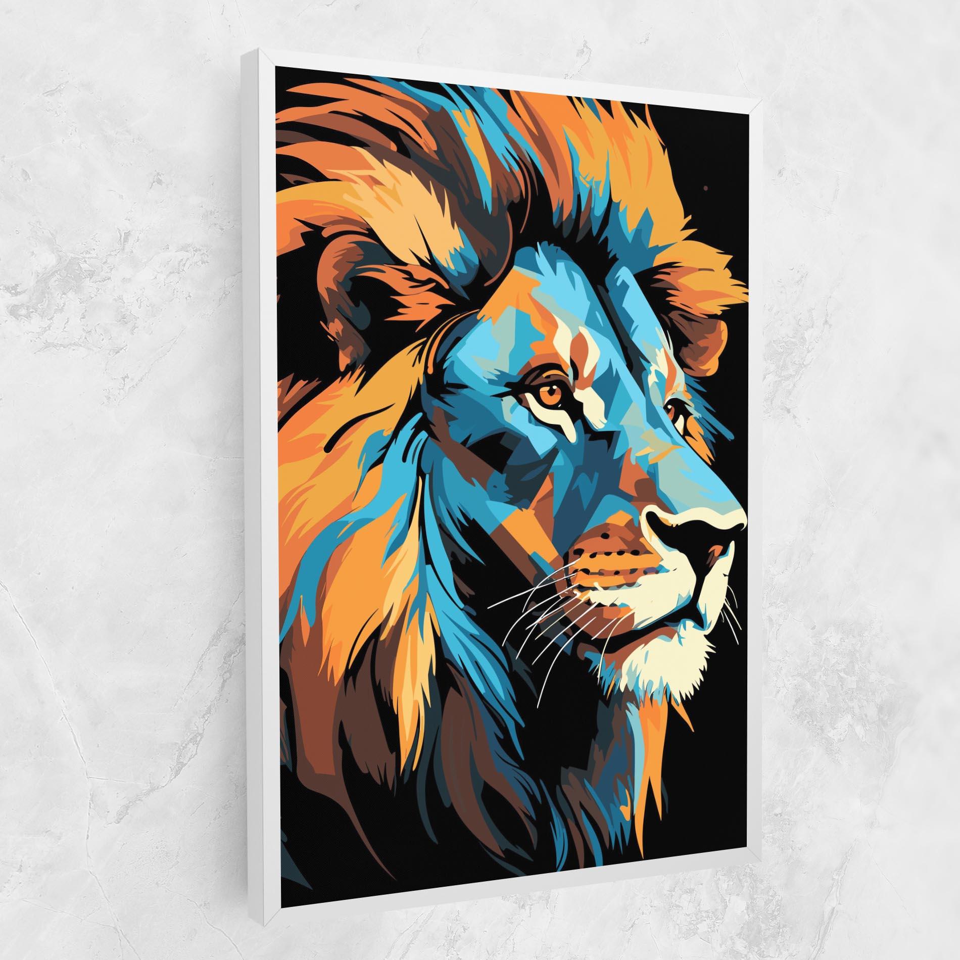Leinwandbild Blue Yellow Lion mockup 1